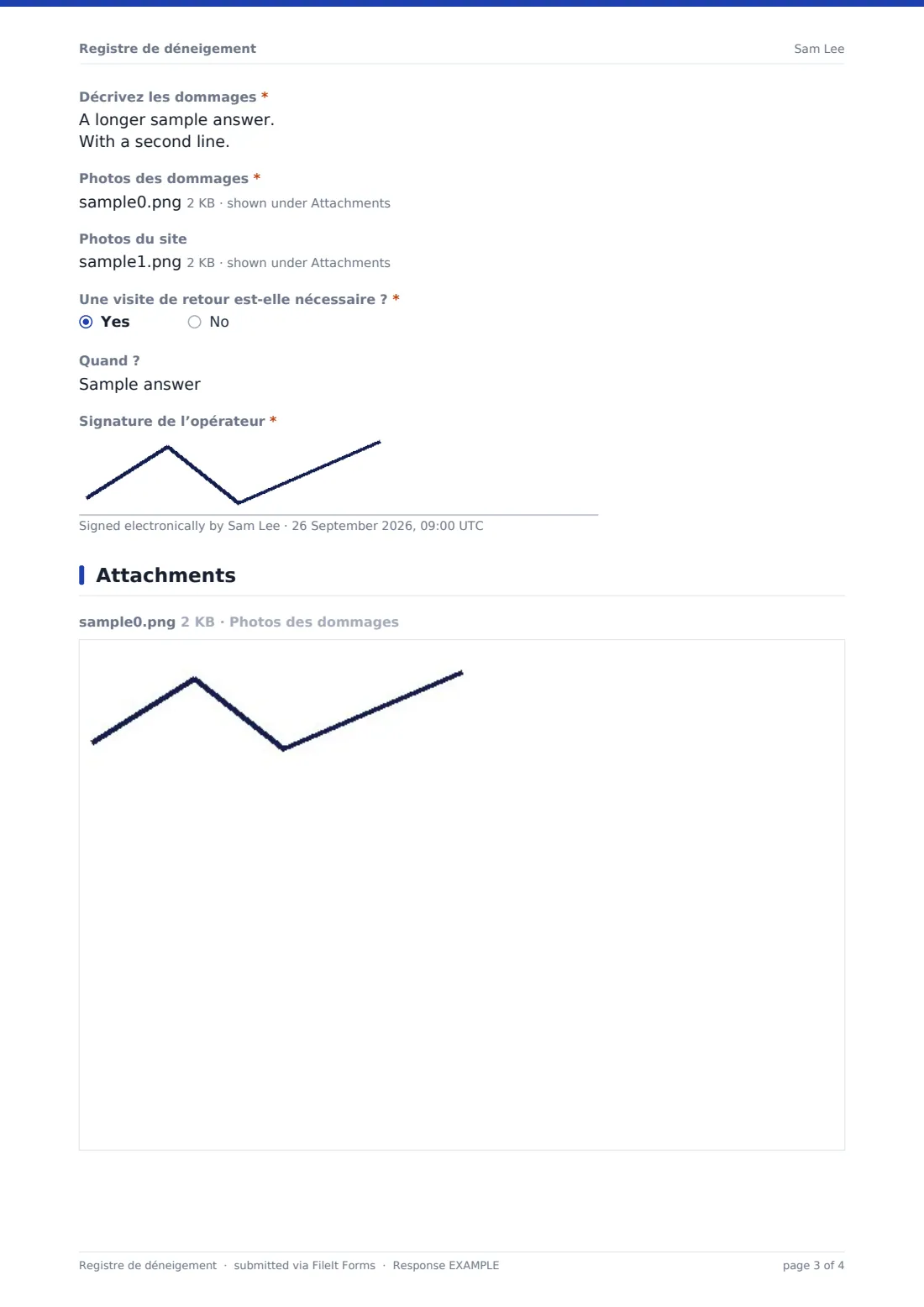 Registre de déneigement — exemple de réponse au format PDF, page 3 sur 4
