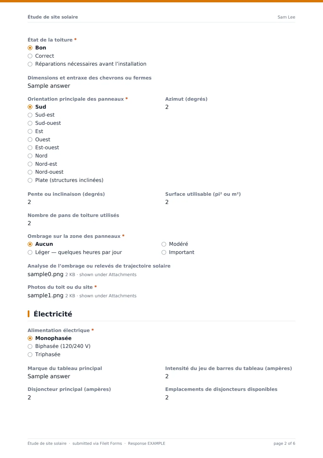 Étude de site solaire — exemple de réponse au format PDF, page 2 sur 6