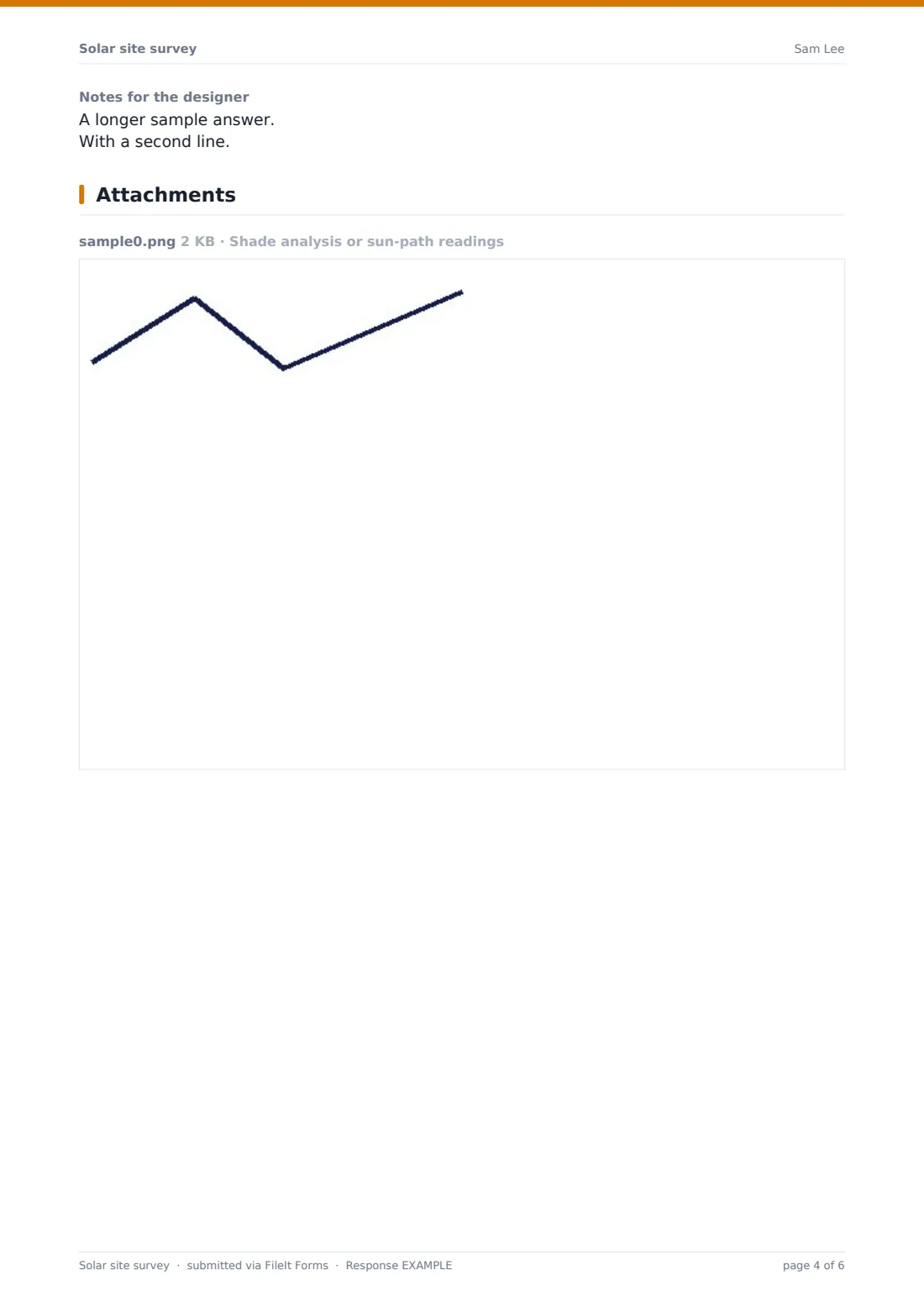 Solar site survey — example response PDF, page 4 of 6