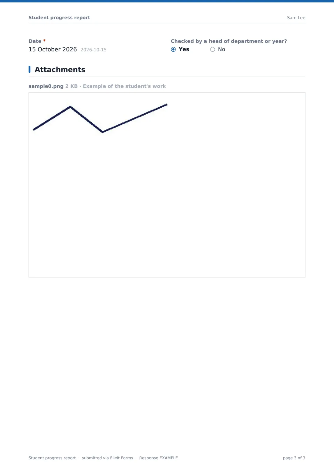 Student progress report — example response PDF, page 3 of 3