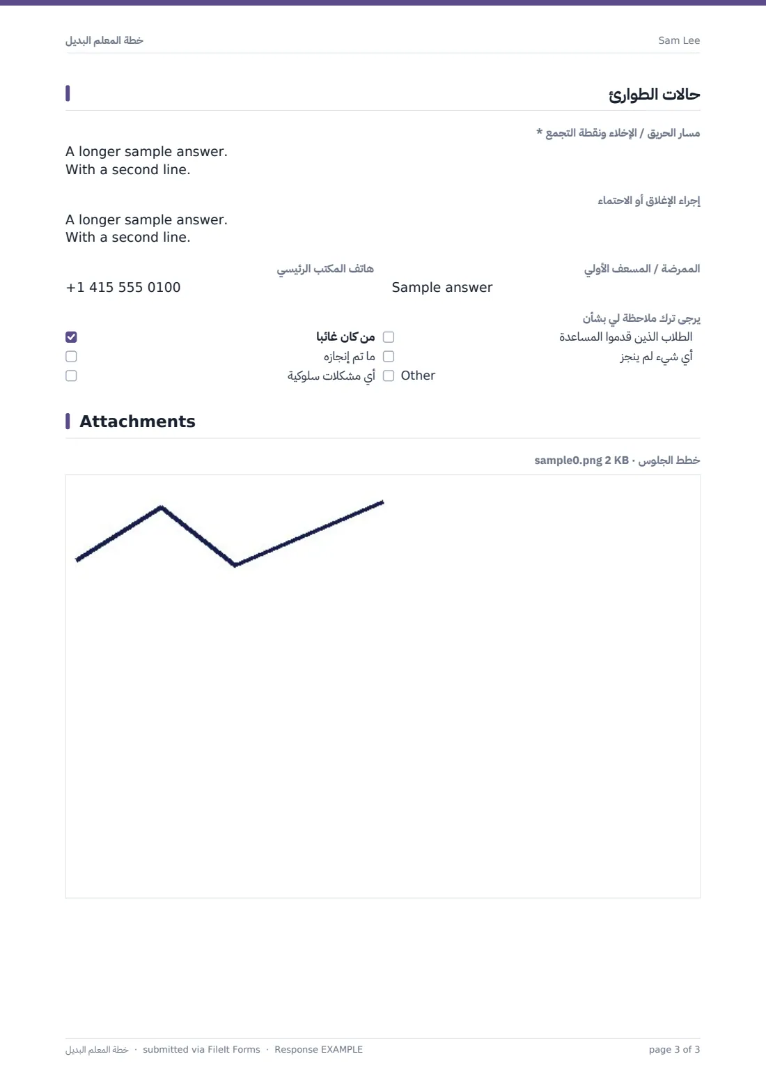 خطة المعلم البديل — ملف PDF لرد نموذجي، الصفحة 3 من 3