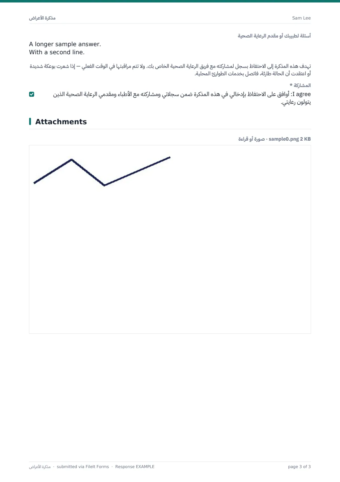 مذكّرة الأعراض — ملف PDF لرد نموذجي، الصفحة 3 من 3