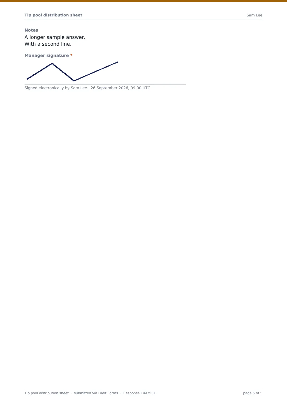 Tip pool distribution sheet — example response PDF, page 5 of 5