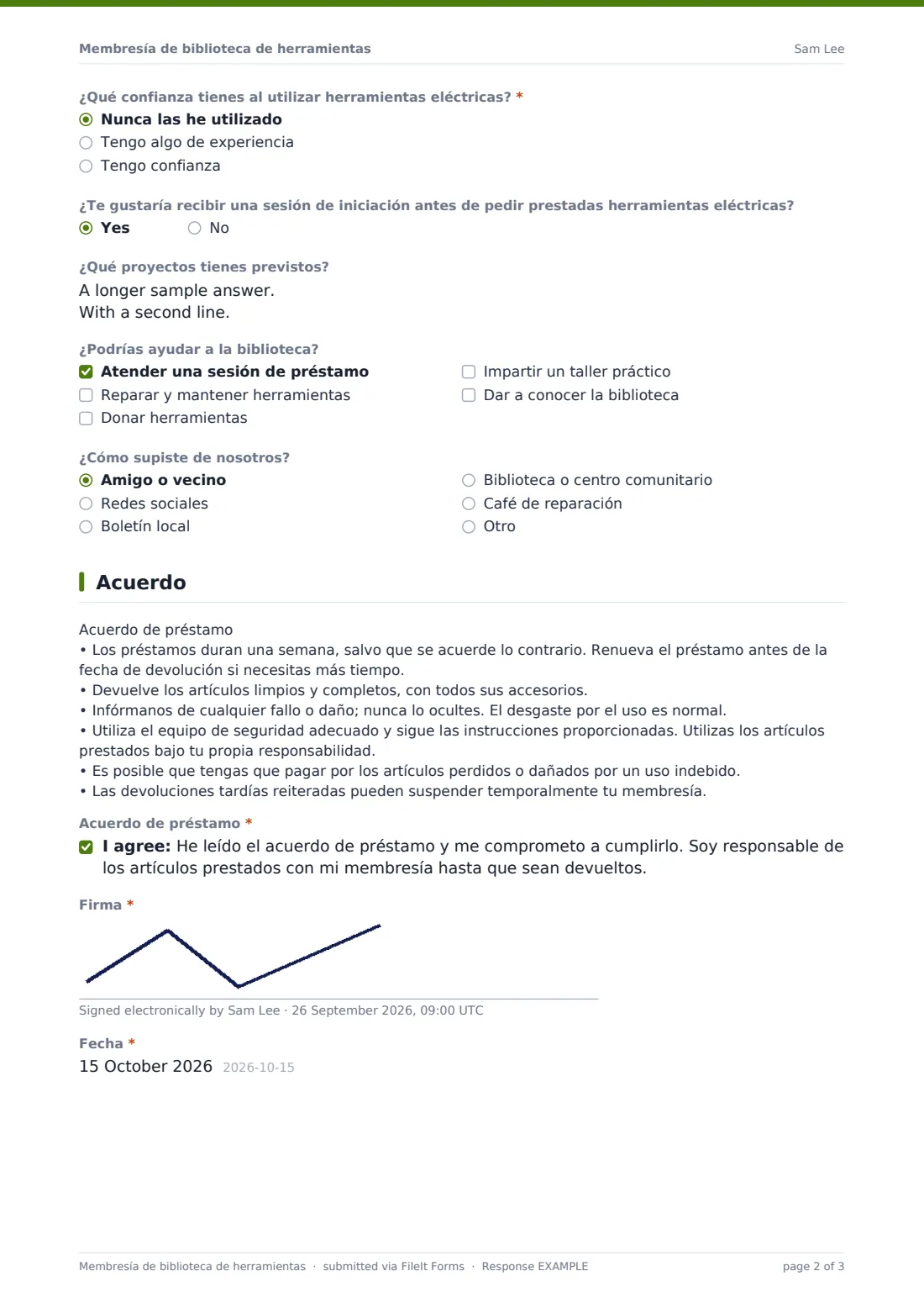 Membresía de biblioteca de herramientas — PDF de respuesta de ejemplo, página 2 de 3