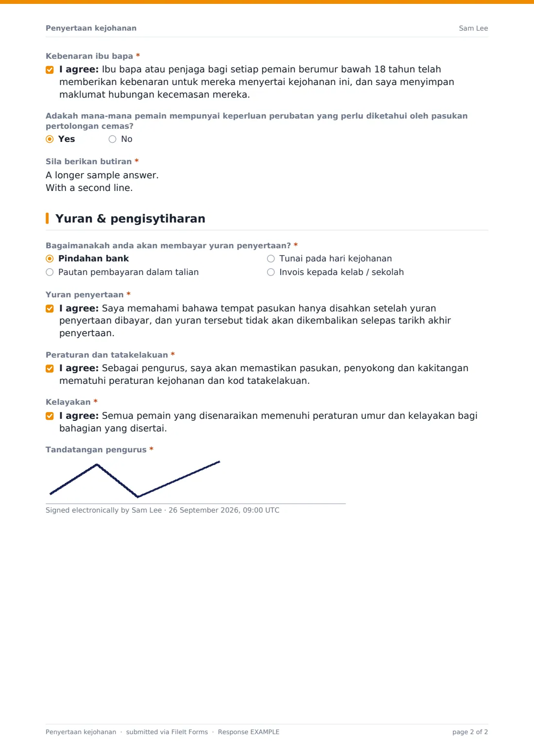 Penyertaan kejohanan — PDF respons contoh, halaman 2 daripada 2
