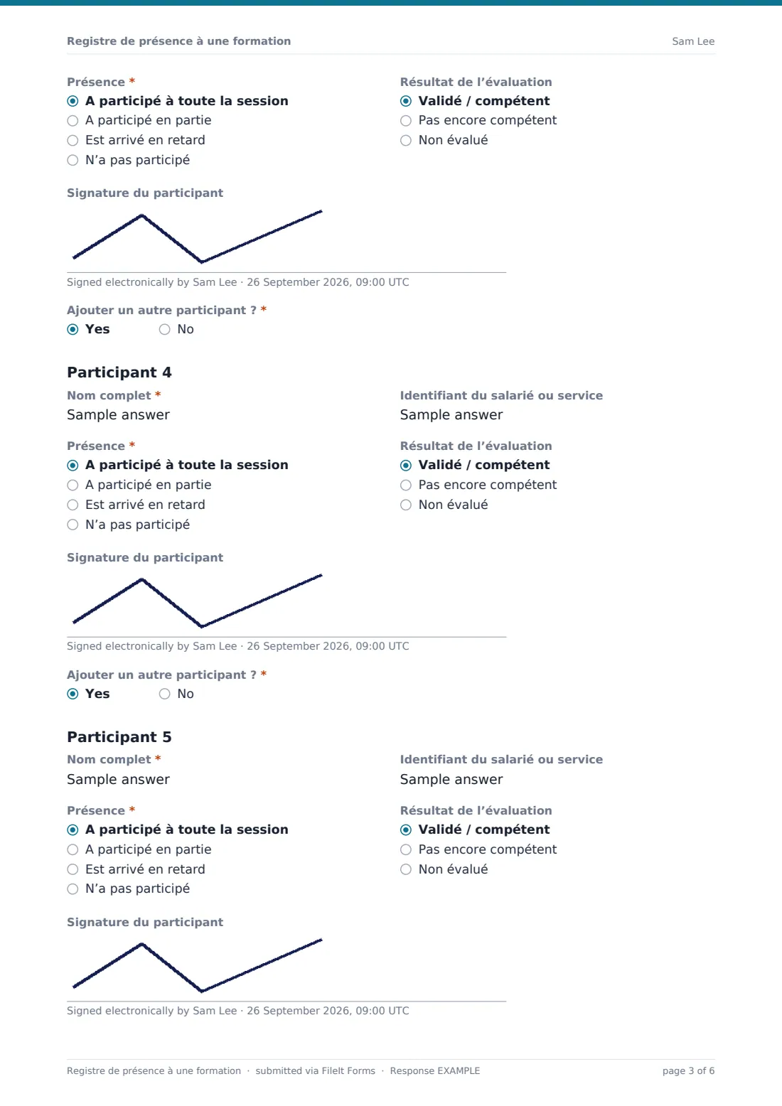 Registre de présence à une formation — exemple de réponse au format PDF, page 3 sur 6