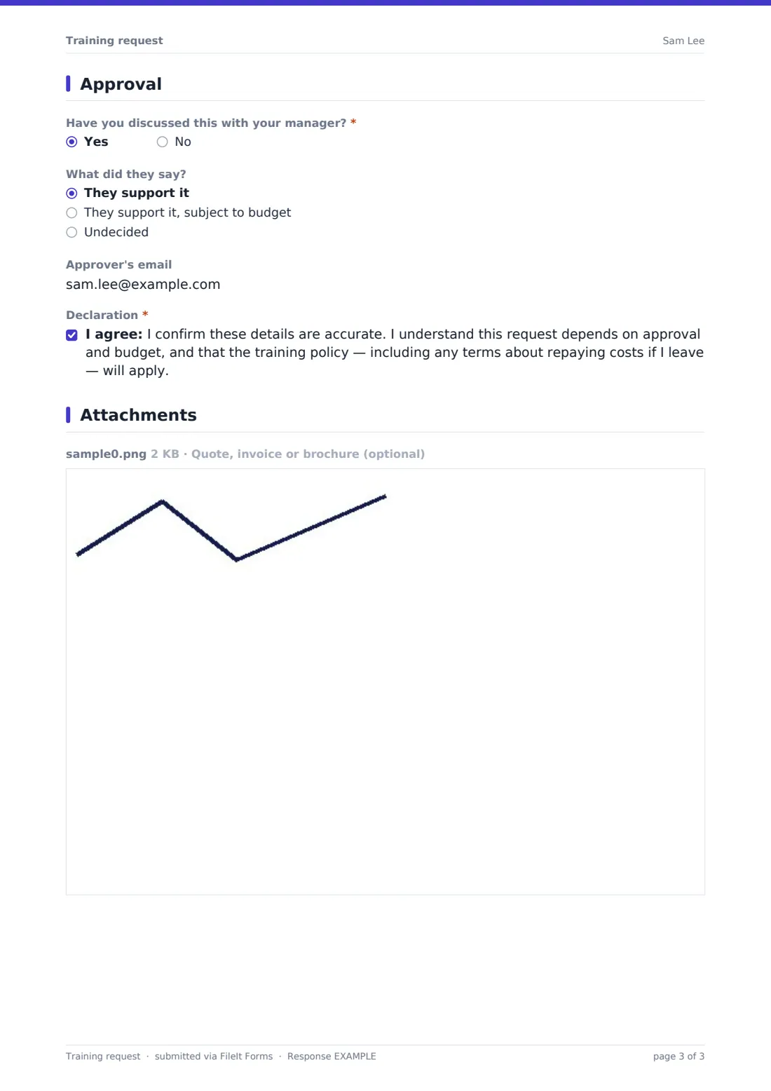Training request — example response PDF, page 3 of 3
