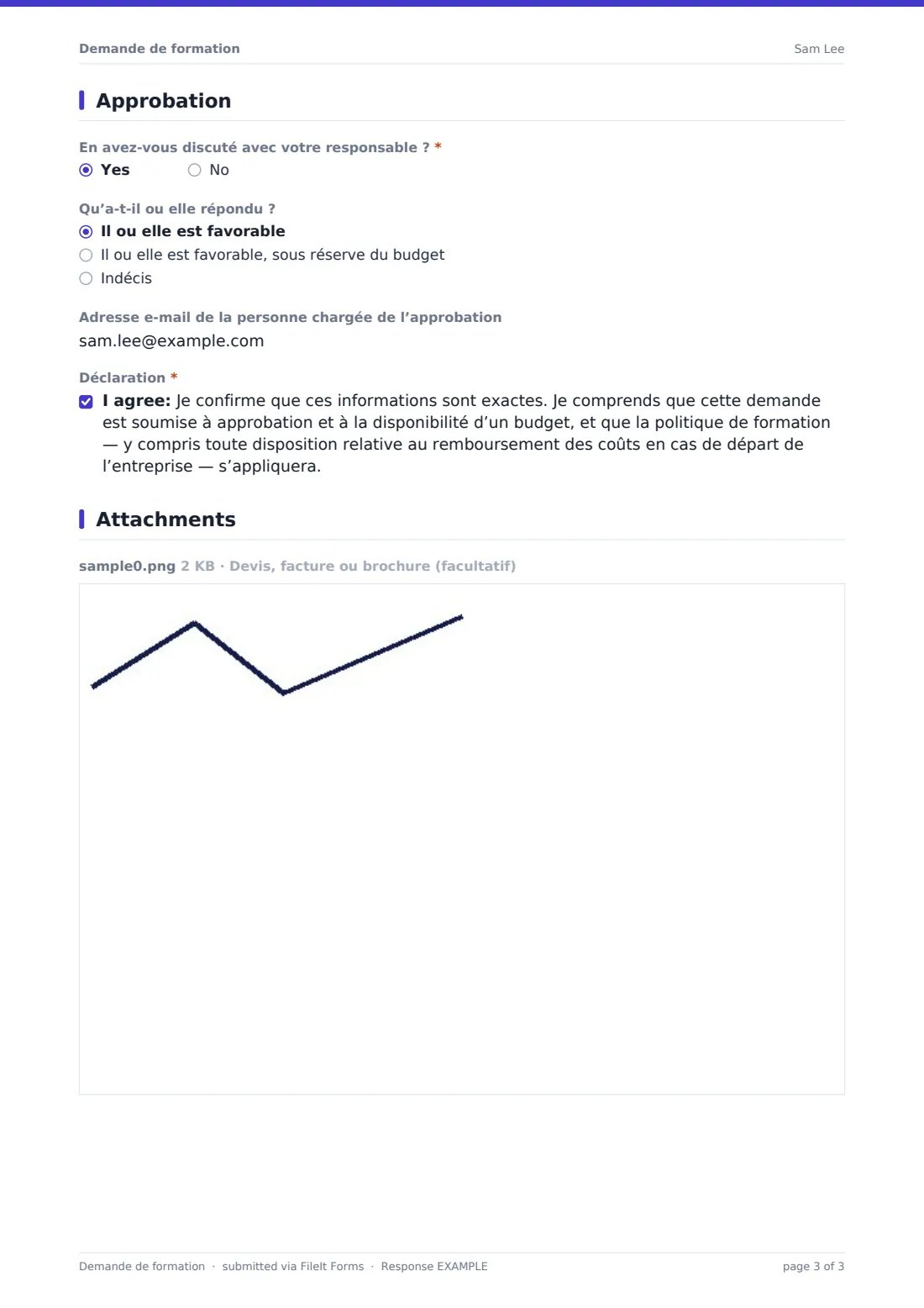 Demande de formation — exemple de réponse au format PDF, page 3 sur 3