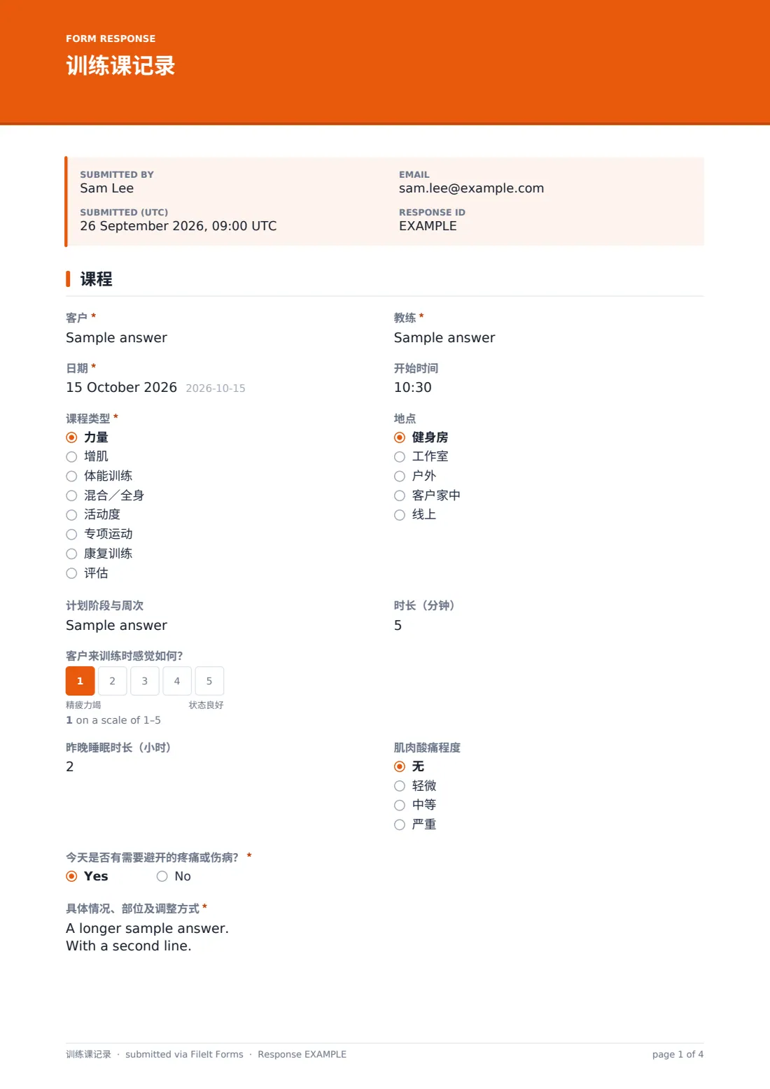 训练课记录 — 示例回复 PDF，第 1 页，共 4 页