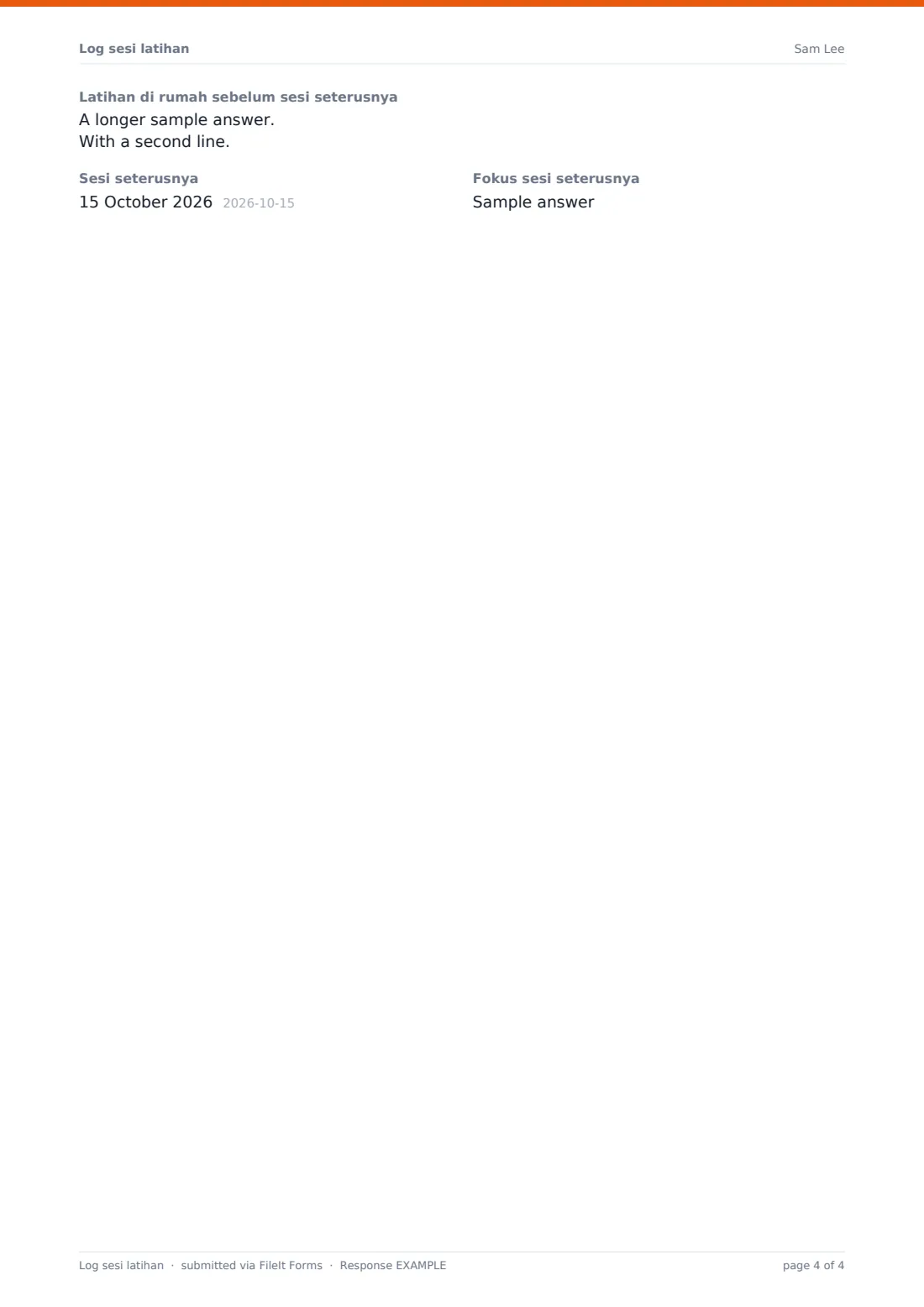 Log sesi latihan — PDF respons contoh, halaman 4 daripada 4