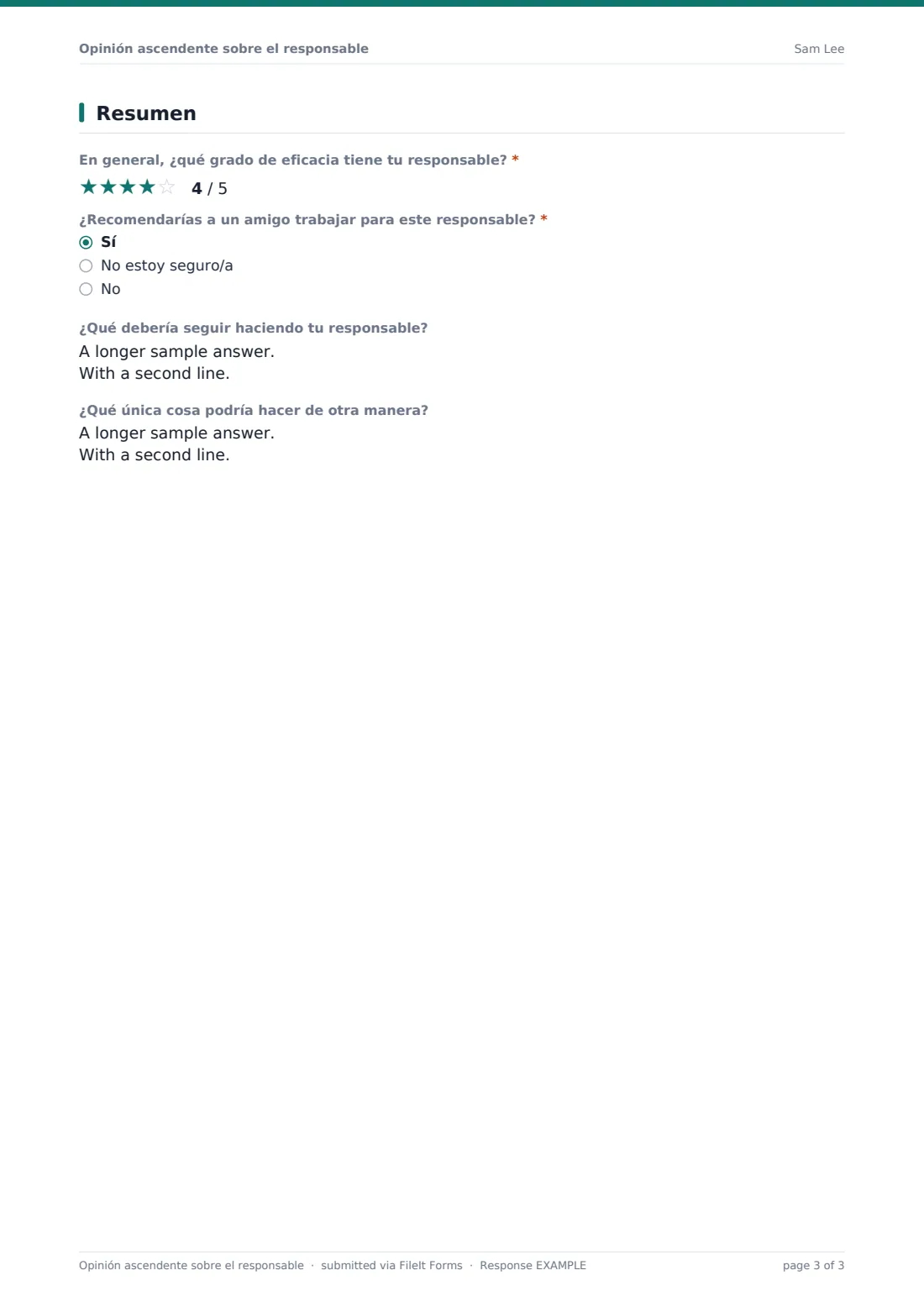Opinión ascendente sobre el responsable — PDF de respuesta de ejemplo, página 3 de 3