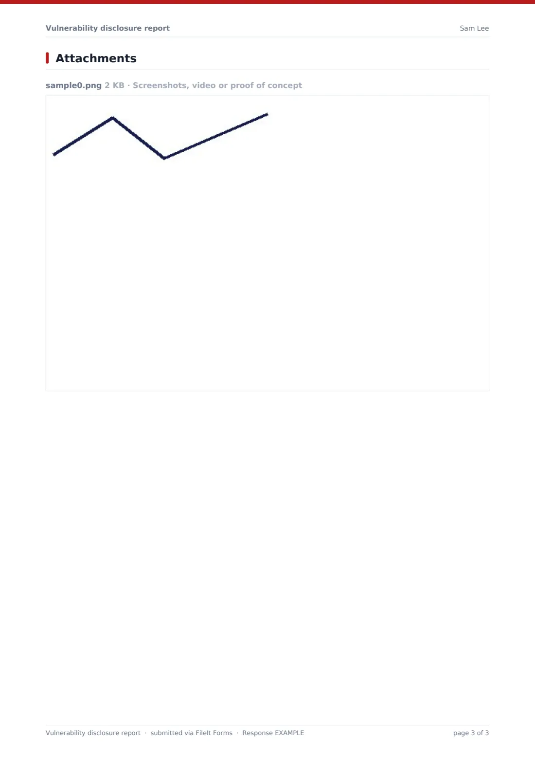 Vulnerability disclosure report — example response PDF, page 3 of 3