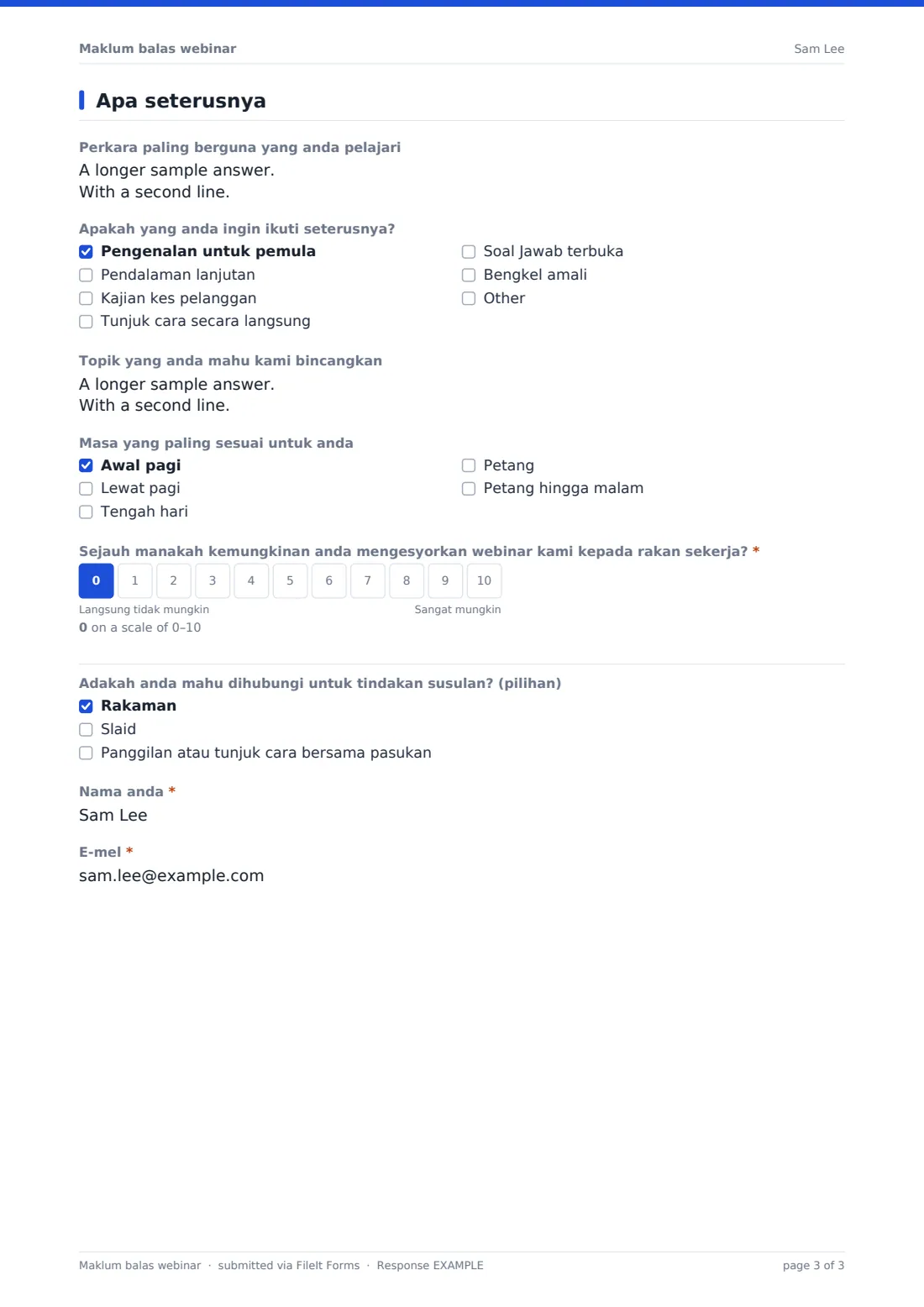 Maklum balas webinar — PDF respons contoh, halaman 3 daripada 3