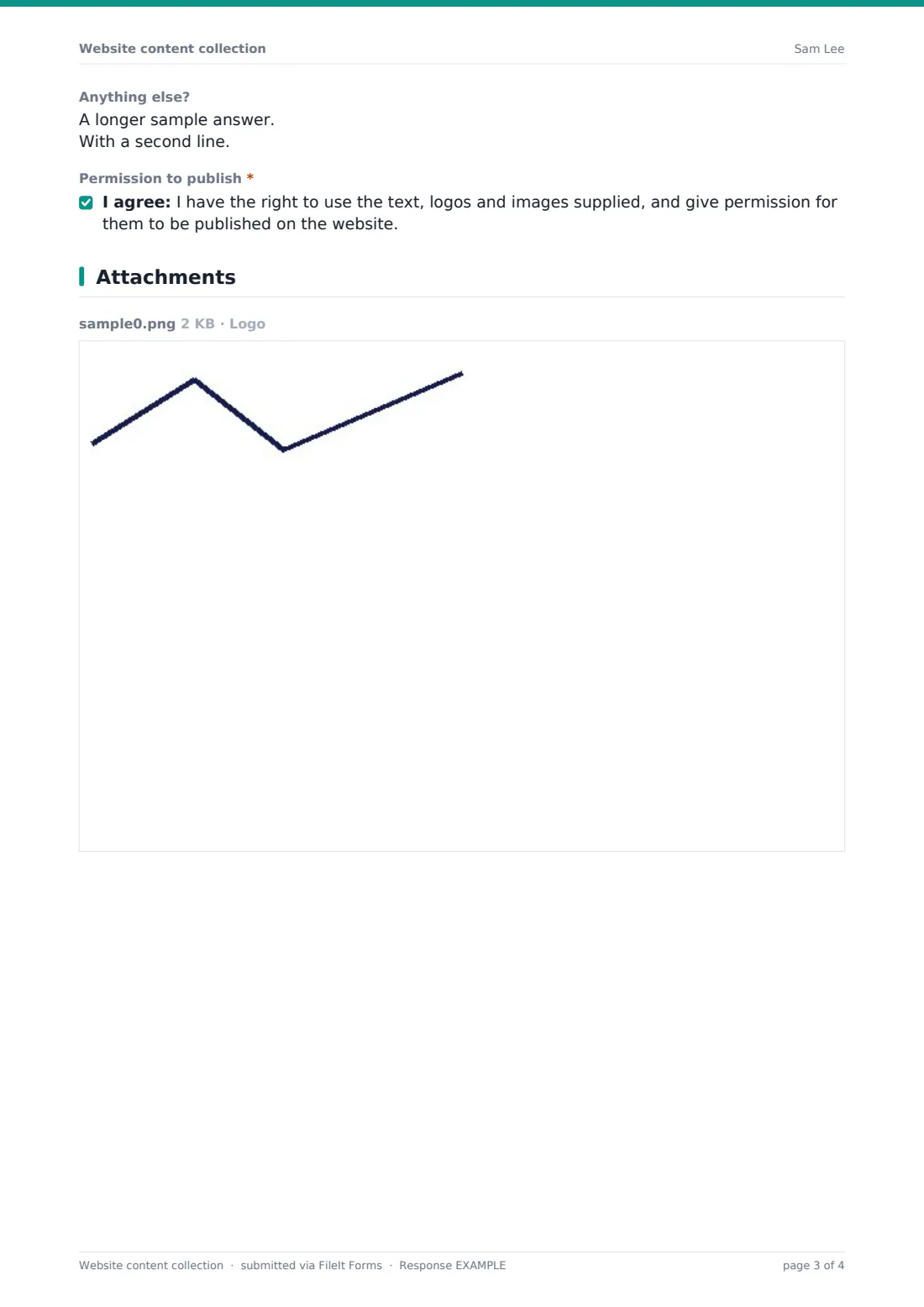 Website content collection — example response PDF, page 3 of 4