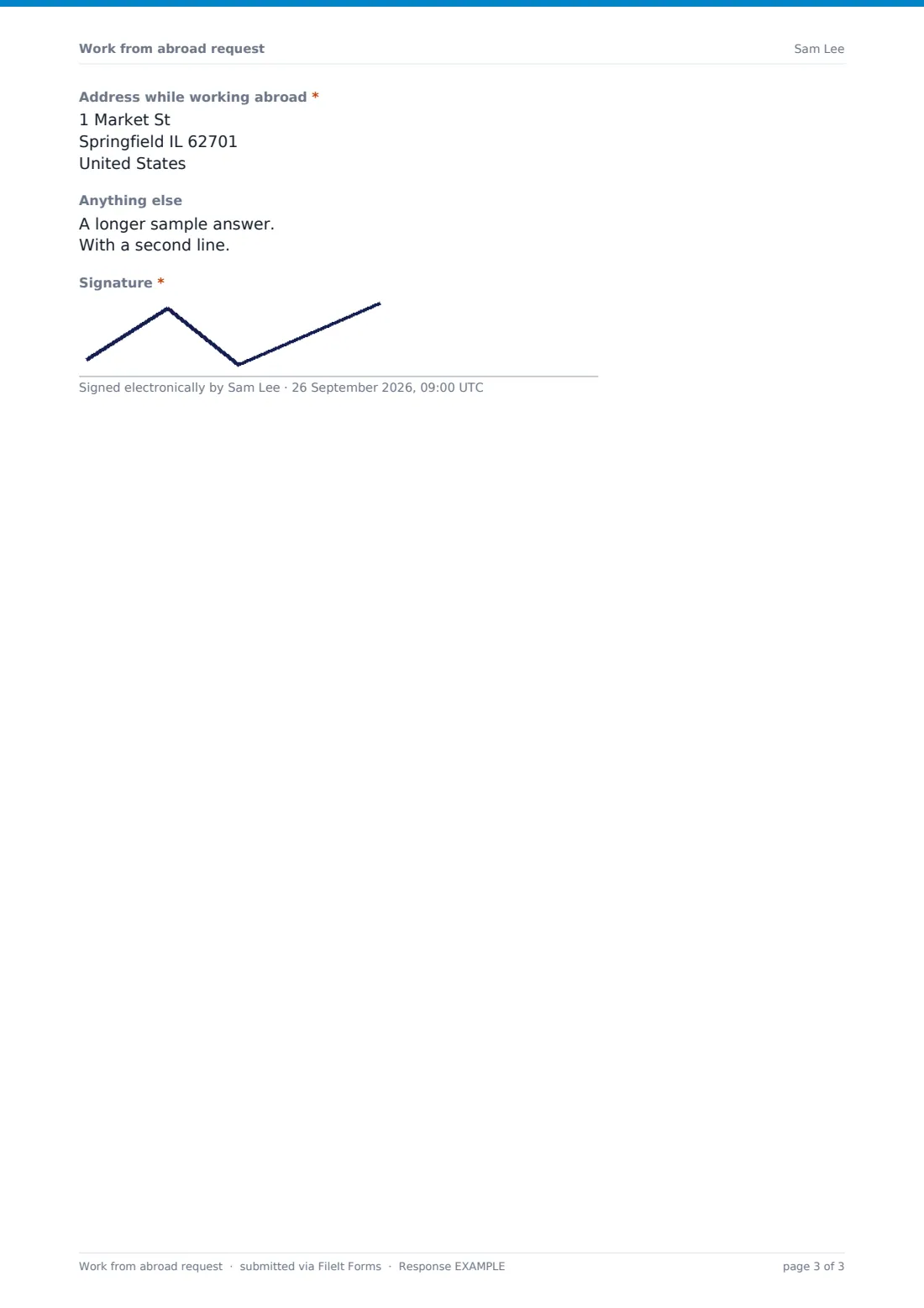 Work from abroad request — example response PDF, page 3 of 3