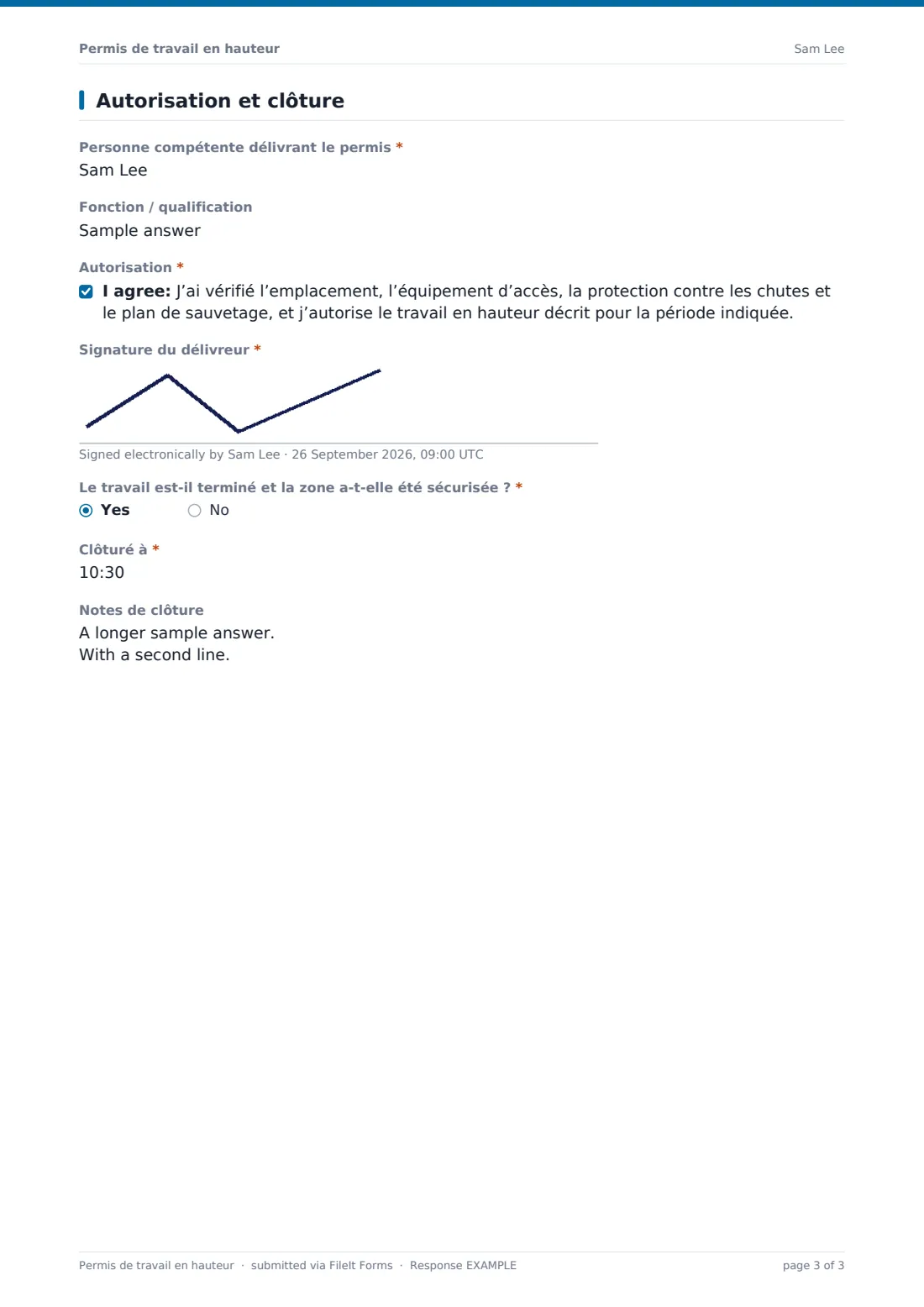 Permis de travail en hauteur — exemple de réponse au format PDF, page 3 sur 3