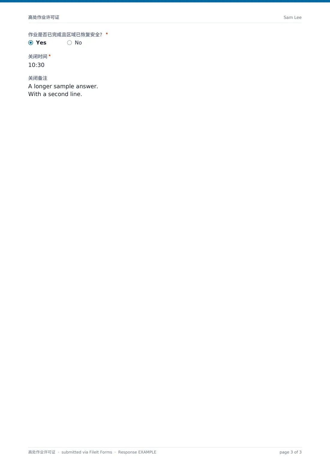 高处作业许可证 — 示例回复 PDF，第 3 页，共 3 页