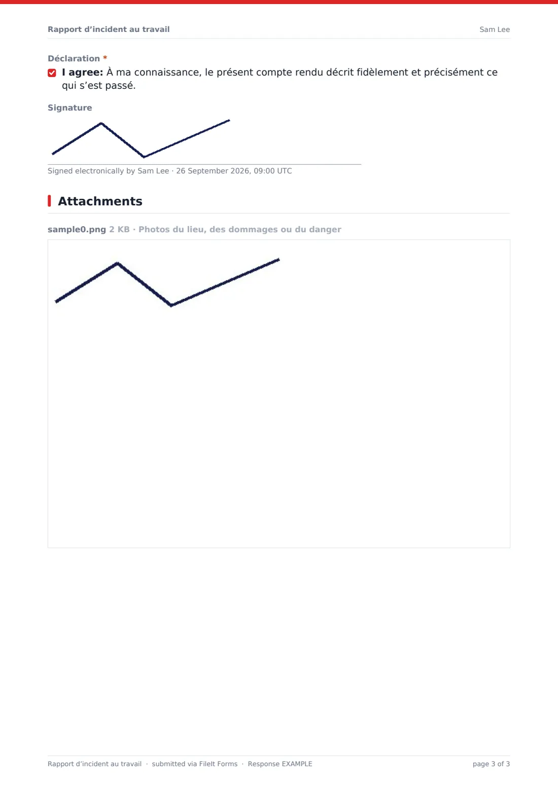 Rapport d’incident au travail — exemple de réponse au format PDF, page 3 sur 3