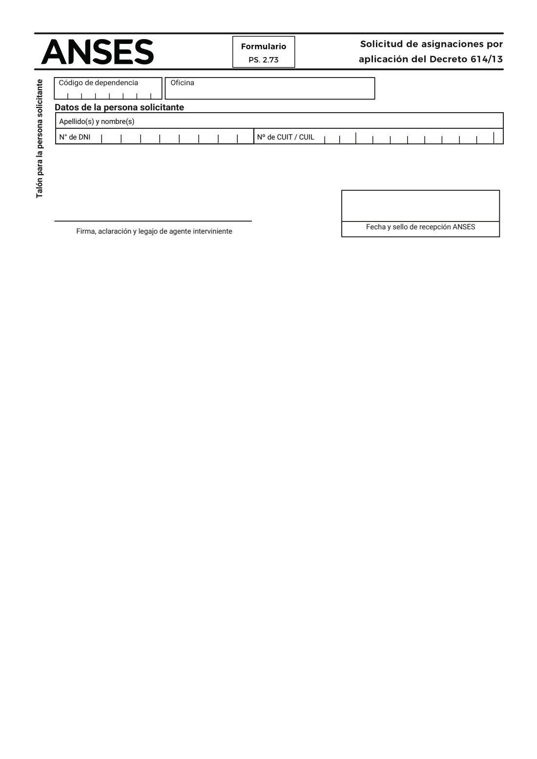 PS 2.73 family allowances (Decree 614/13) (2026) Solicitud de asignaciones por aplicación del Decreto 614/13 (Formulario PS. 2.73) — page 3 of 4