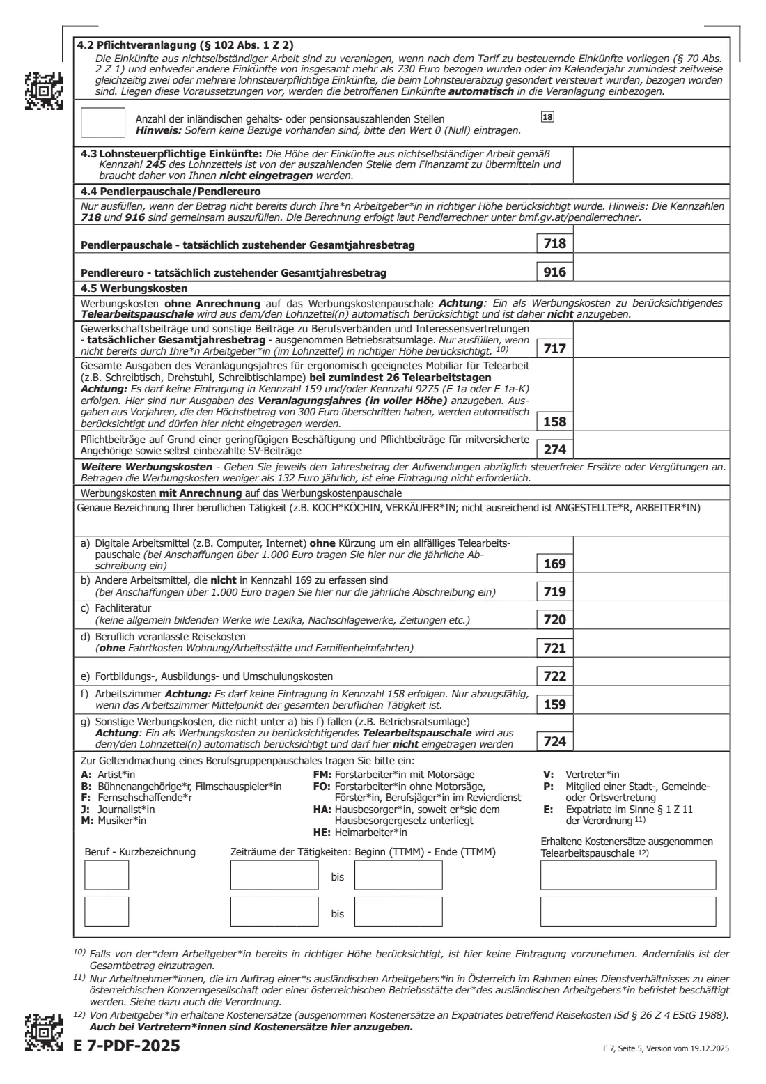 E 7 — income tax return 2025 (non-residents) (2025) E 7 Einkommensteuererklärung für 2025 (bei beschränkter Steuerpflicht) — income tax return 2025 for people with limited tax liability (non-residents) — page 5 of 8