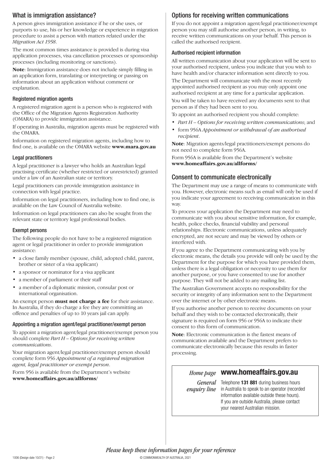 Form 1006 — Bridging visa B (permission to travel) (2021) Application for a Bridging visa B (permission to travel) — page 2 of 8