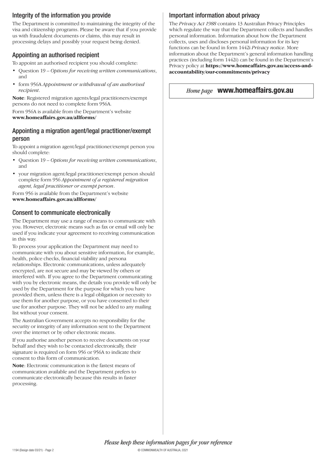 Form 1194 — Certification of Immigration Status (DASP) (2021) Certification of Immigration Status — page 2 of 5