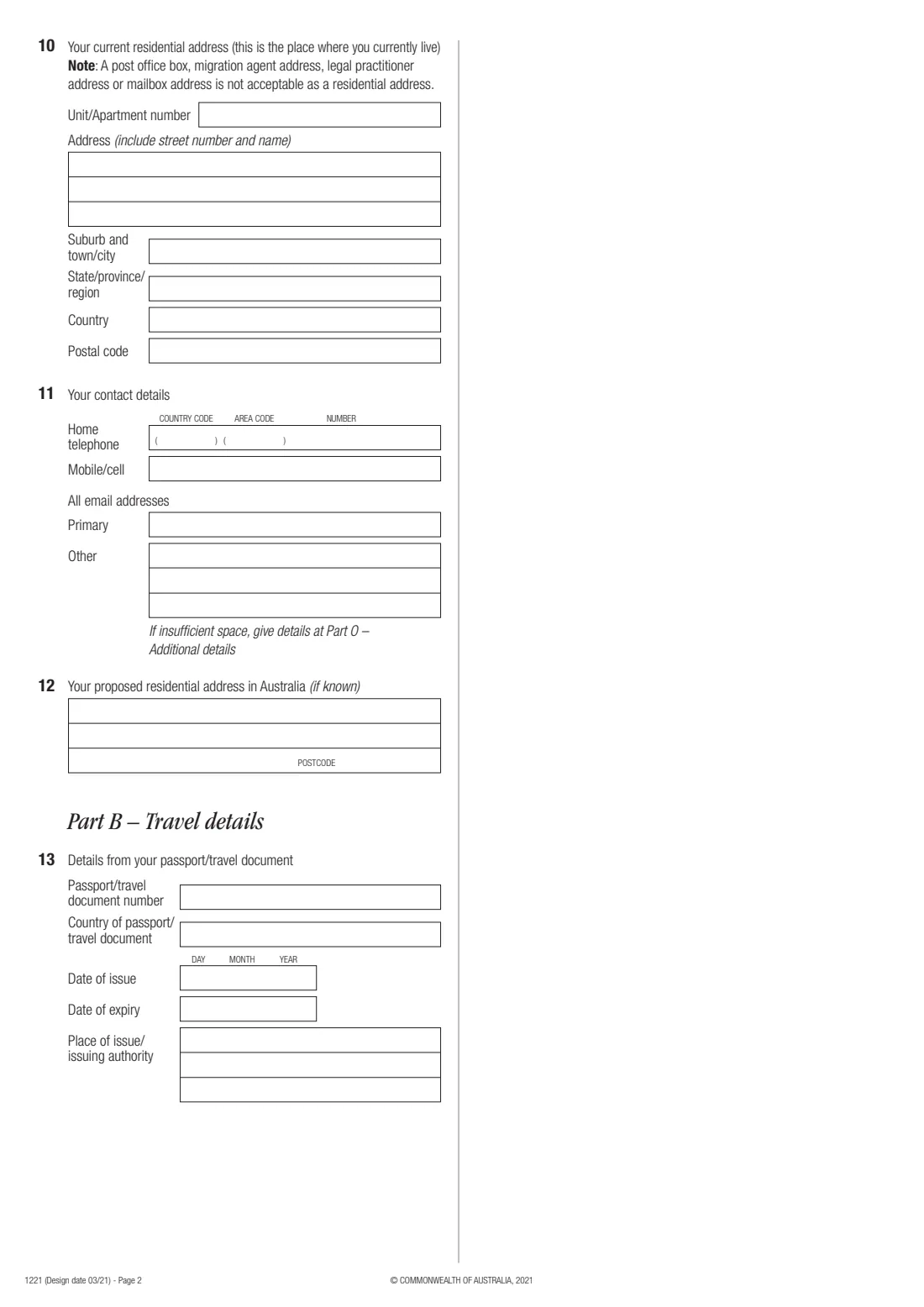 Form 1221 — additional personal particulars (2021) Additional personal particulars information — page 2 of 10