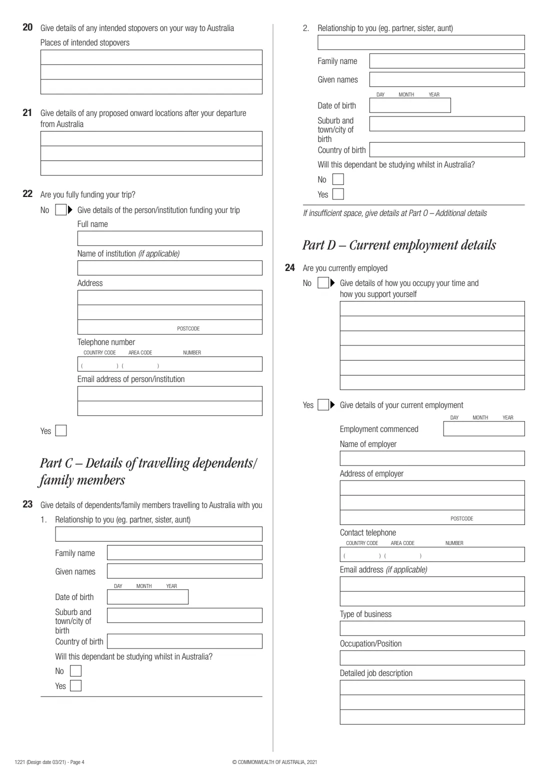 Form 1221 — additional personal particulars (2021) Additional personal particulars information — page 4 of 10