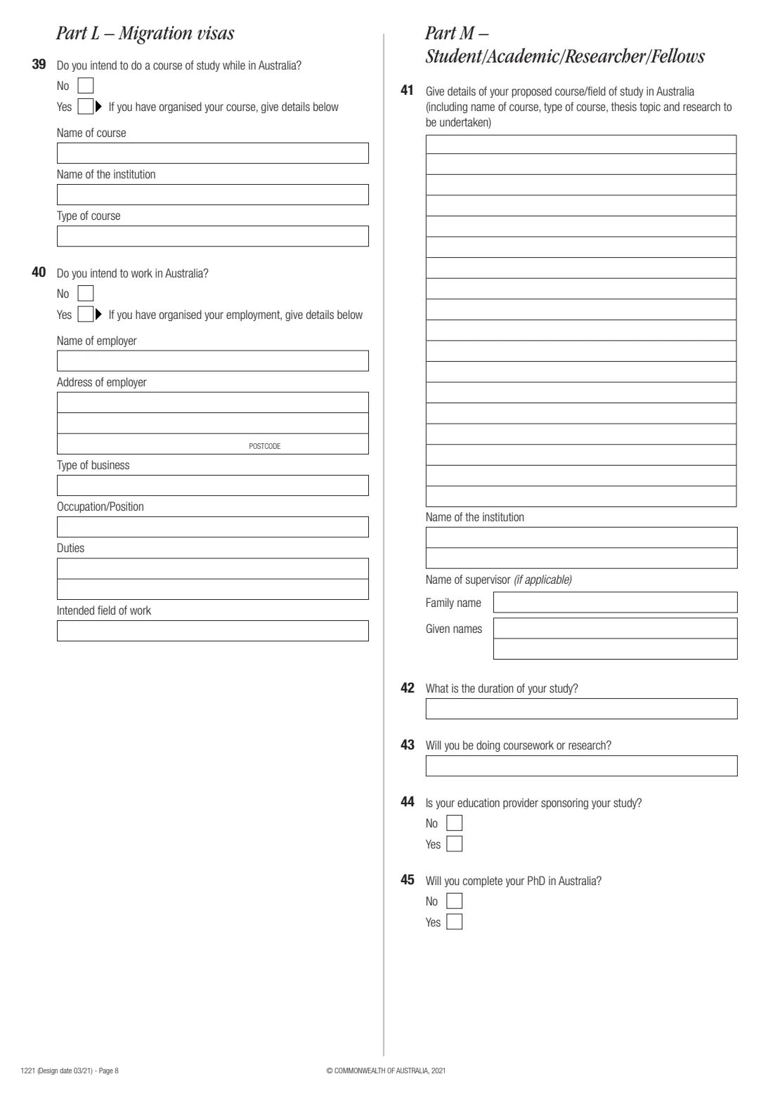 Form 1221 — additional personal particulars (2021) Additional personal particulars information — page 8 of 10