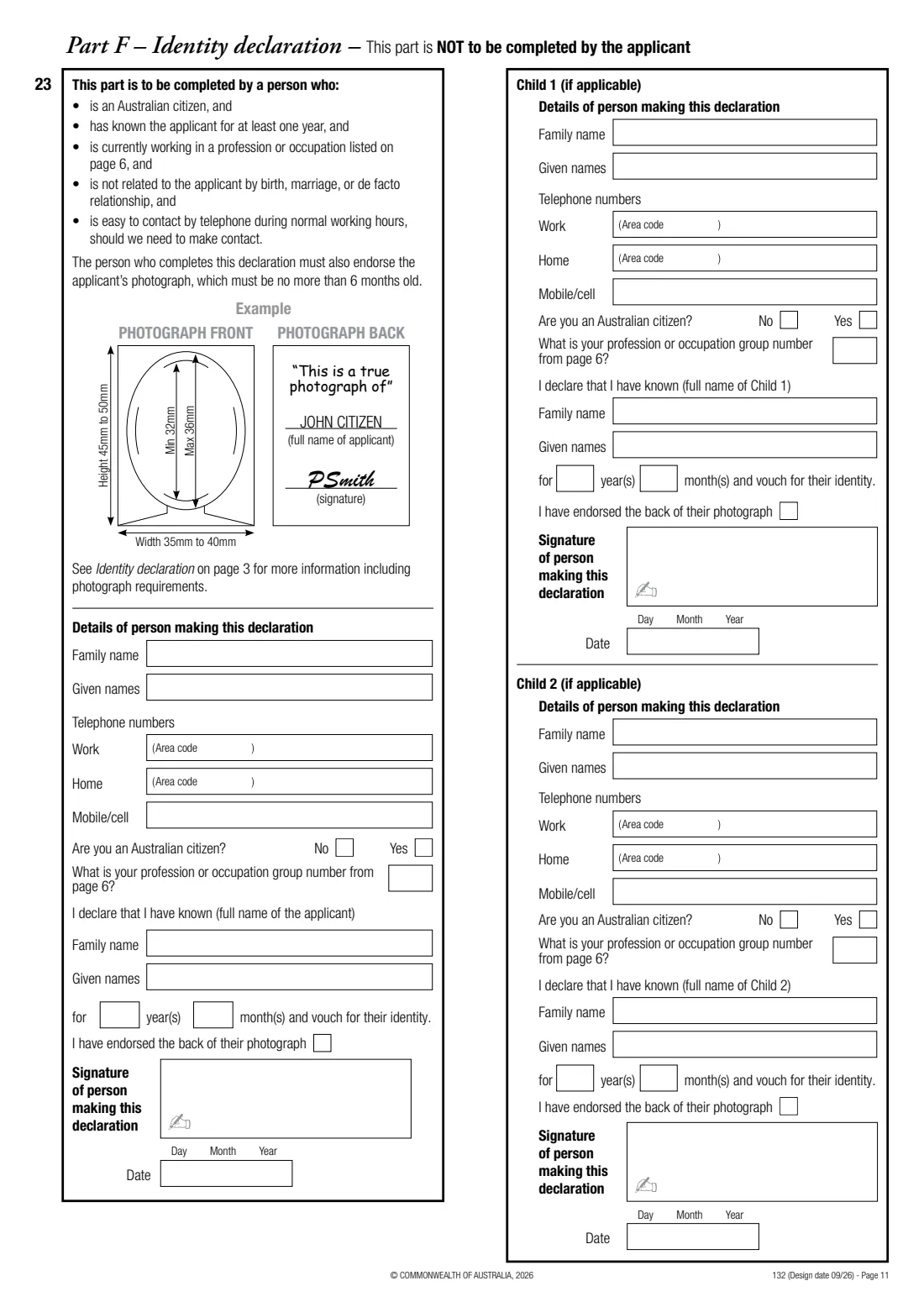 Form 132 — resume Australian citizenship (2026) Application to resume Australian citizenship — page 11 of 16