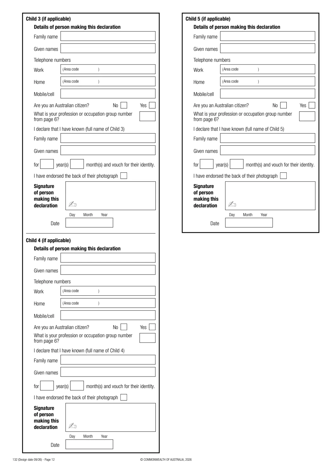 Form 132 — resume Australian citizenship (2026) Application to resume Australian citizenship — page 12 of 16