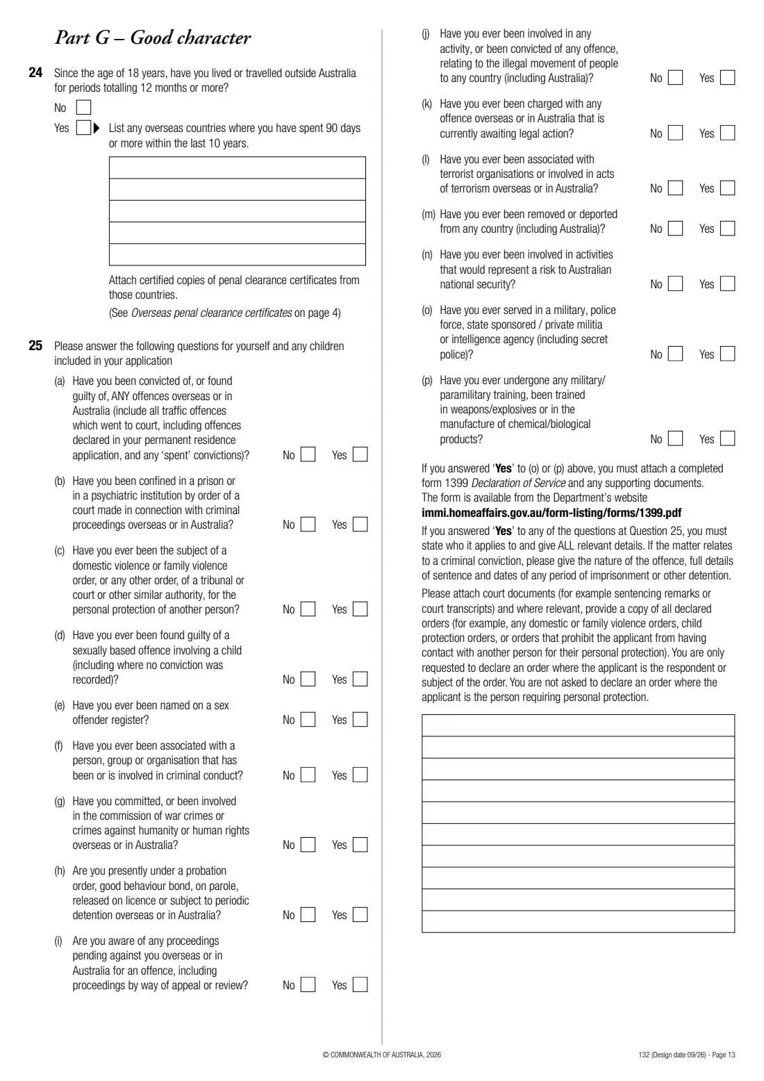 Form 132 — resume Australian citizenship (2026) Application to resume Australian citizenship — page 13 of 16