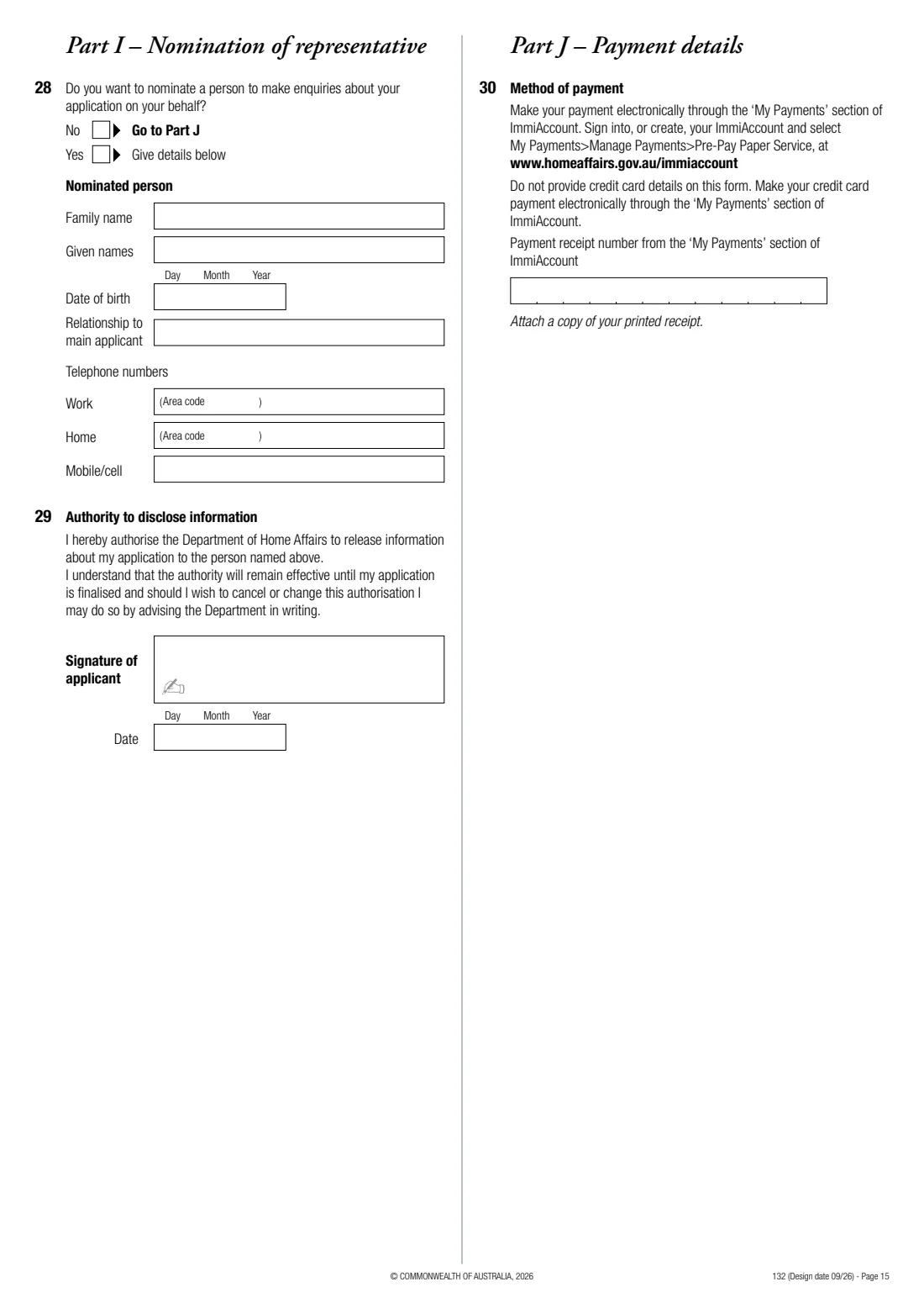 Form 132 — resume Australian citizenship (2026) Application to resume Australian citizenship — page 15 of 16