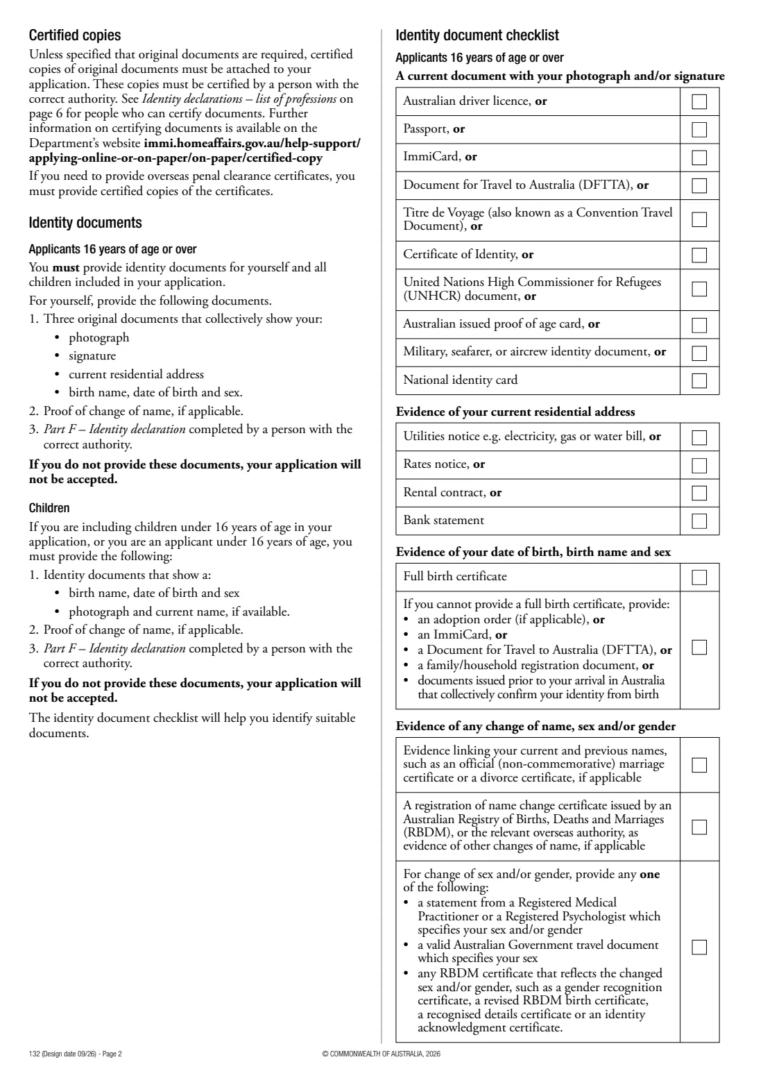 Form 132 — resume Australian citizenship (2026) Application to resume Australian citizenship — page 2 of 16