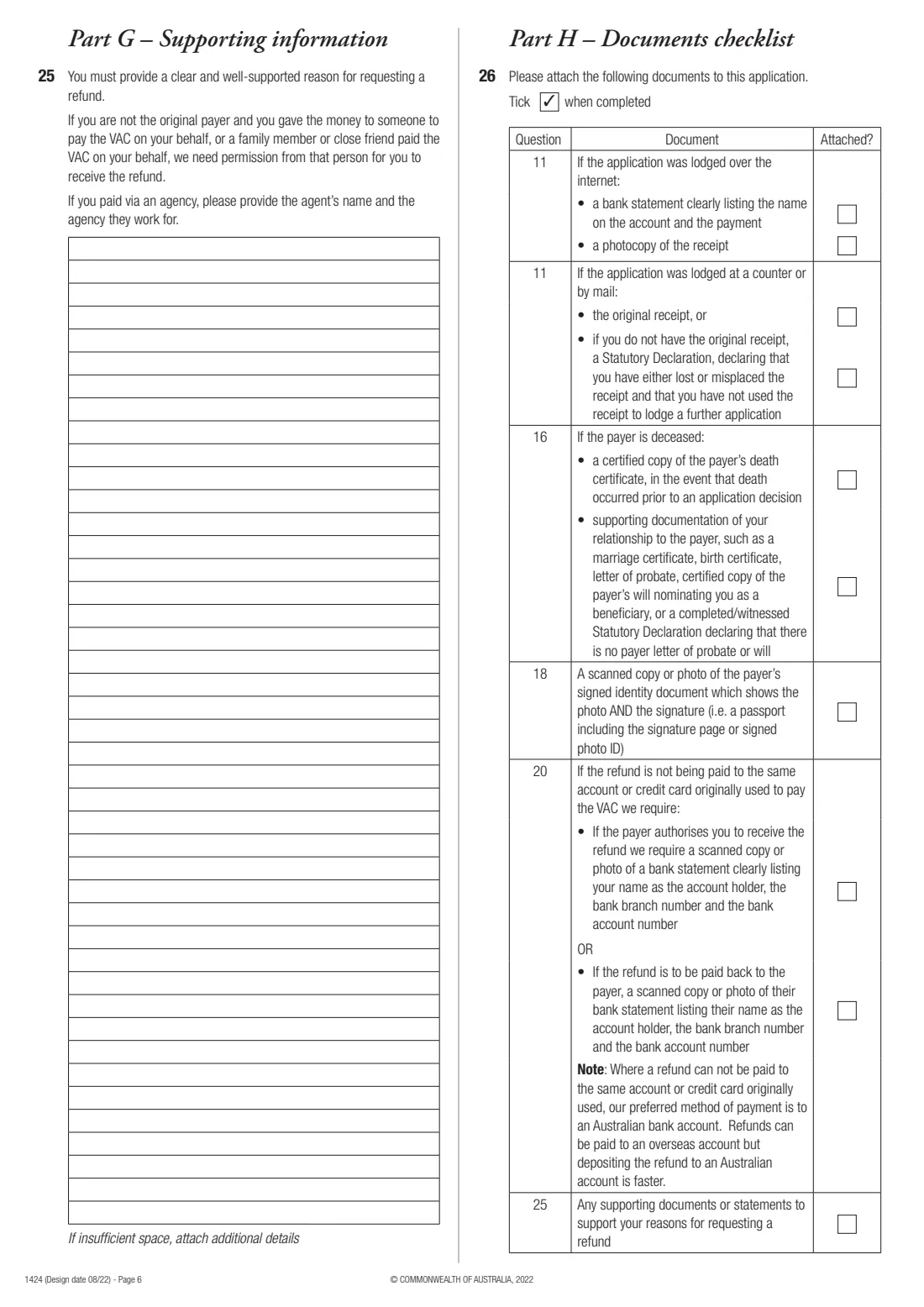 Form 1424 — refund request (2022) Refund request — page 6 of 7