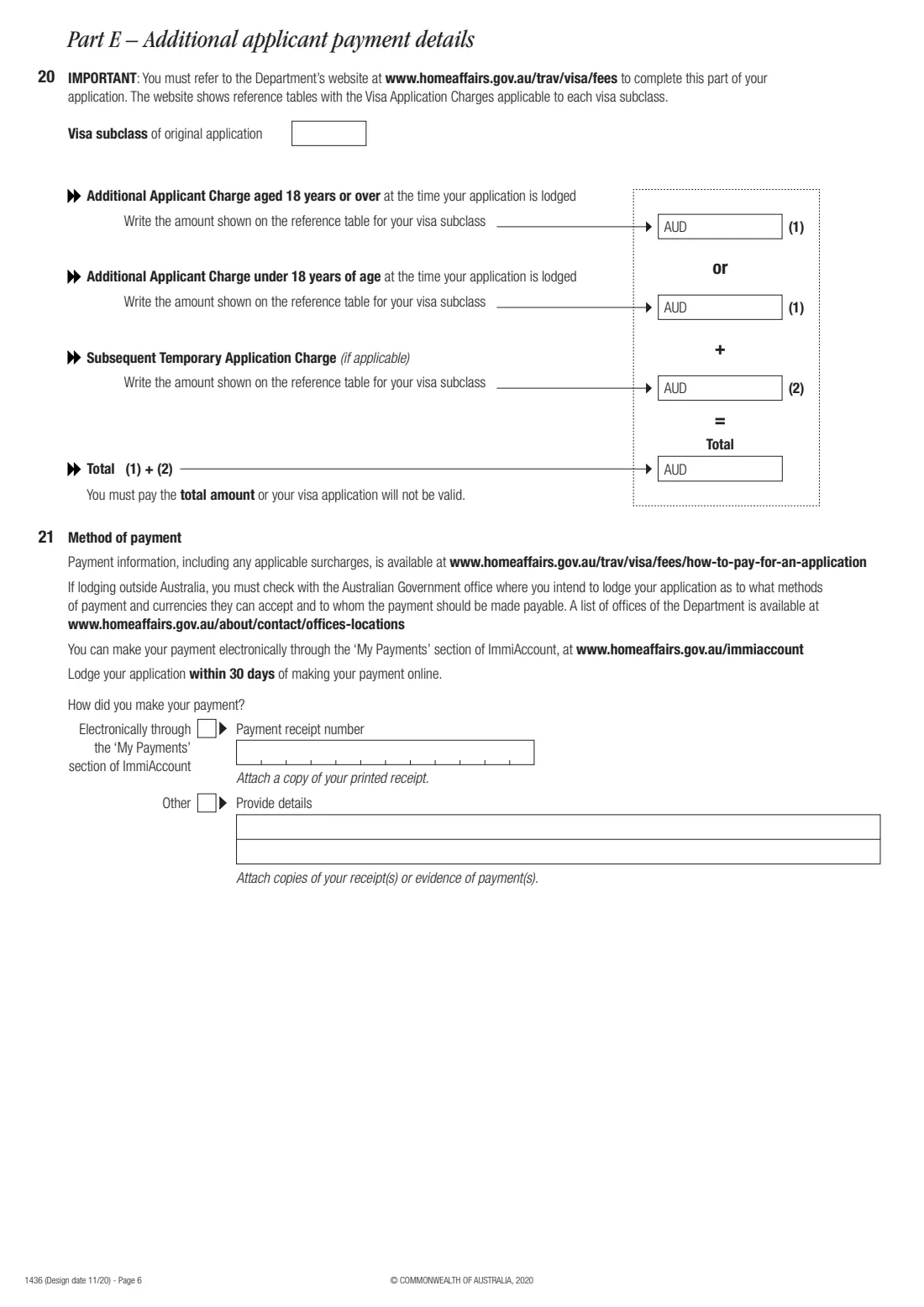 Add an applicant after lodgement (form 1436) (2020) Adding an additional applicant after lodgement - details and payment form — page 6 of 7