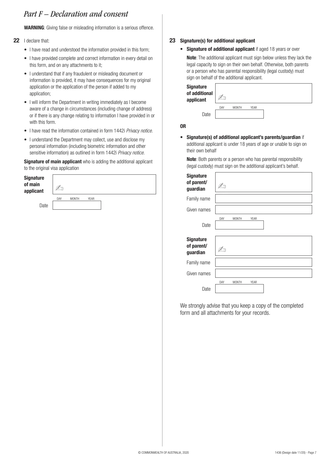 Add an applicant after lodgement (form 1436) (2020) Adding an additional applicant after lodgement - details and payment form — page 7 of 7