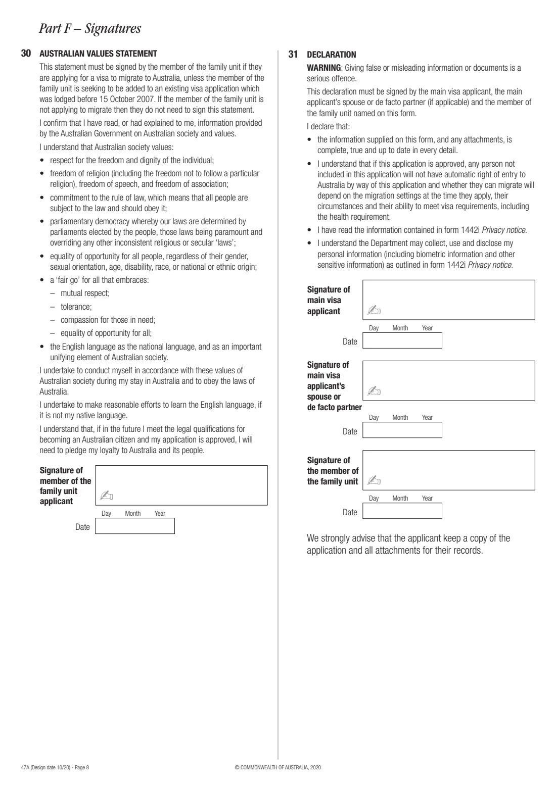 Form 47A — details of a family member aged 18 or over (2020) Details of child or other dependent family member aged 18 years or over — page 8 of 8