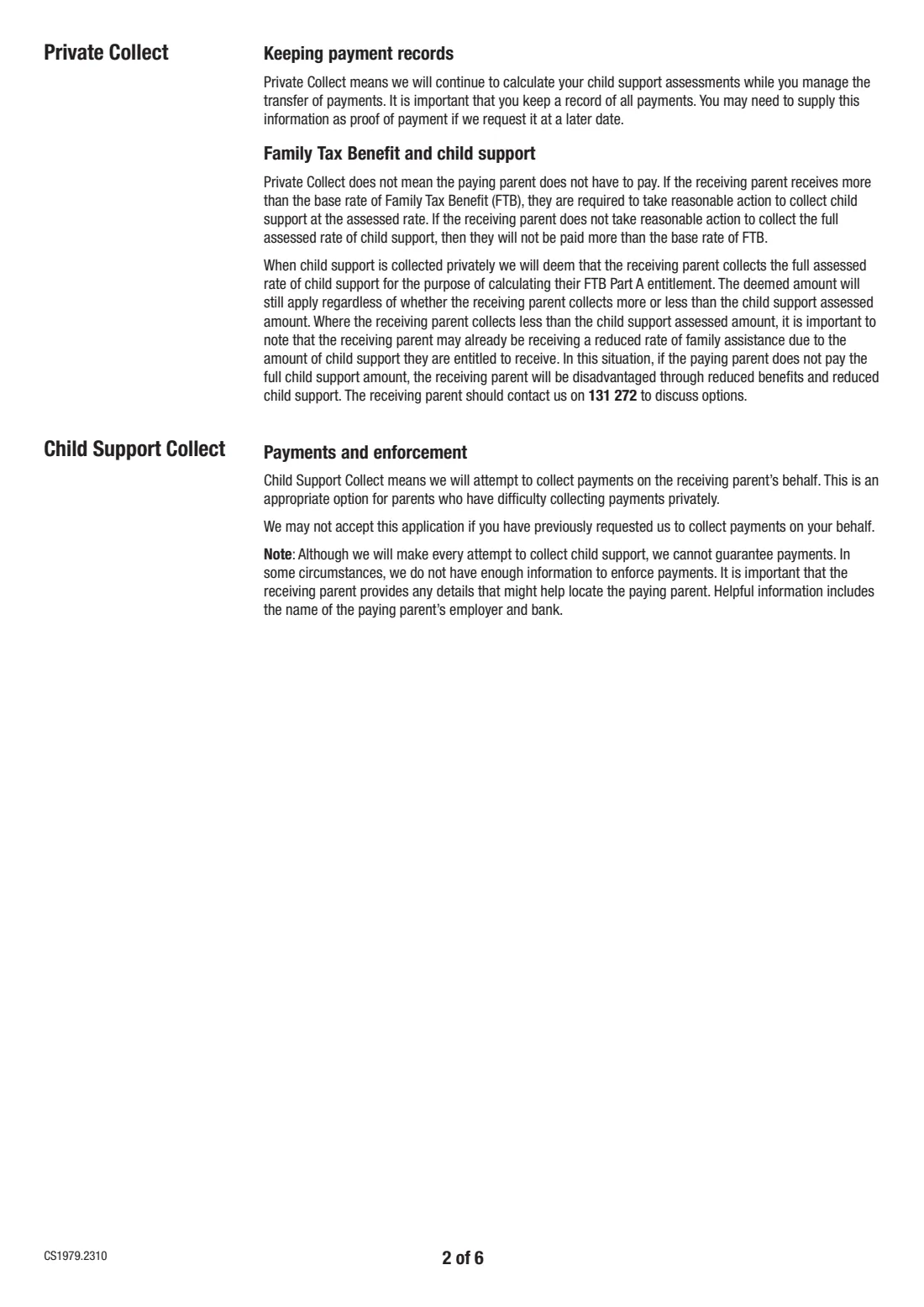 Change child support collection method (CS1979) (2023) Request to change payment collection method (Child Support) — page 2 of 6