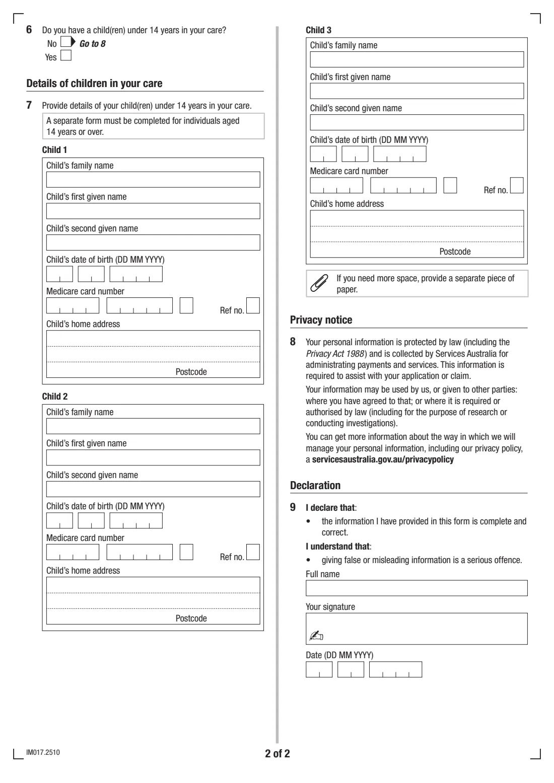 IM017 AIR ceasing correspondence and release of information (2025) Australian Immunisation Register — ceasing correspondence and release of information — page 2 of 2