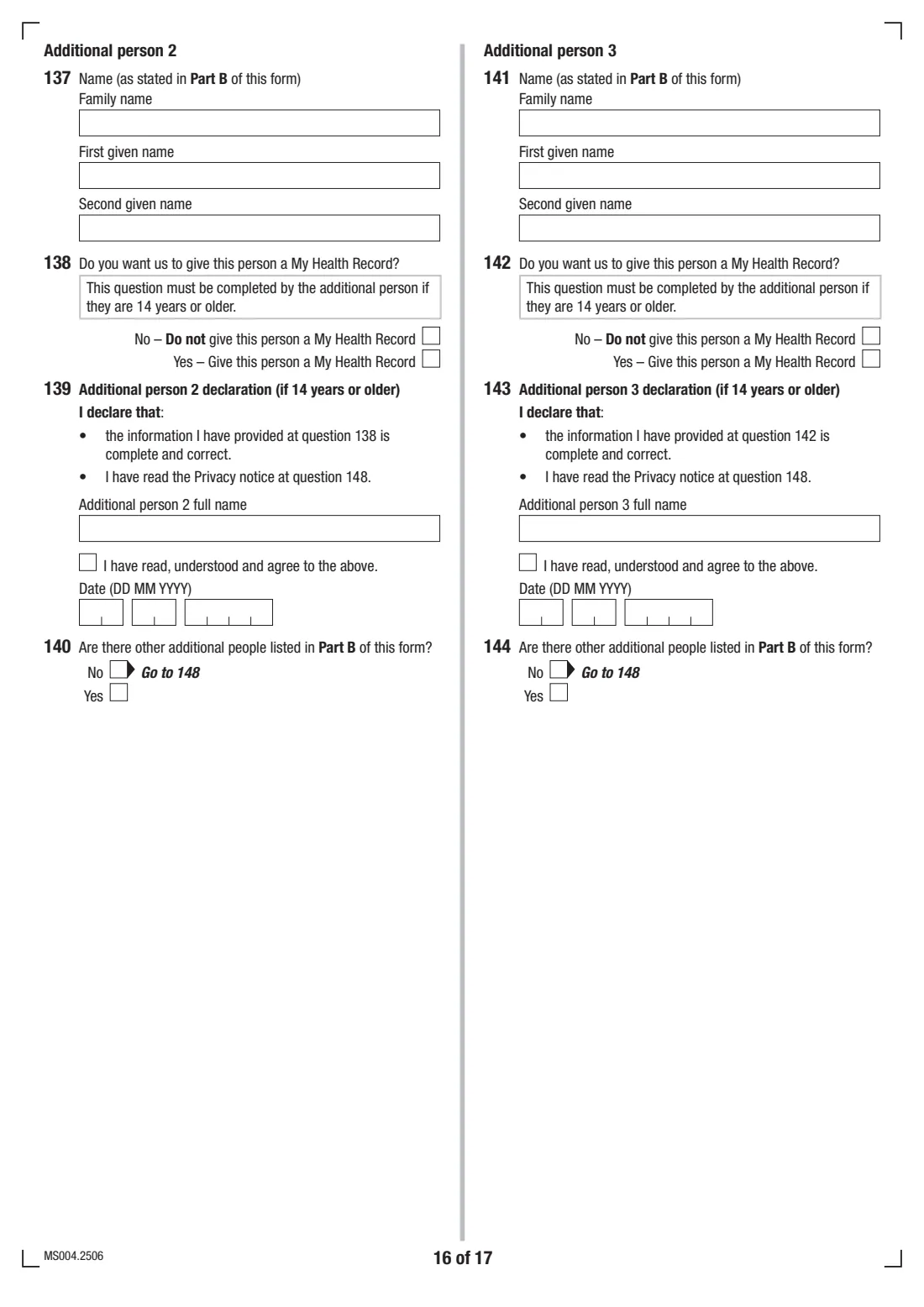 Medicare enrolment form (MS004) (2025) Medicare enrolment form — page 16 of 17