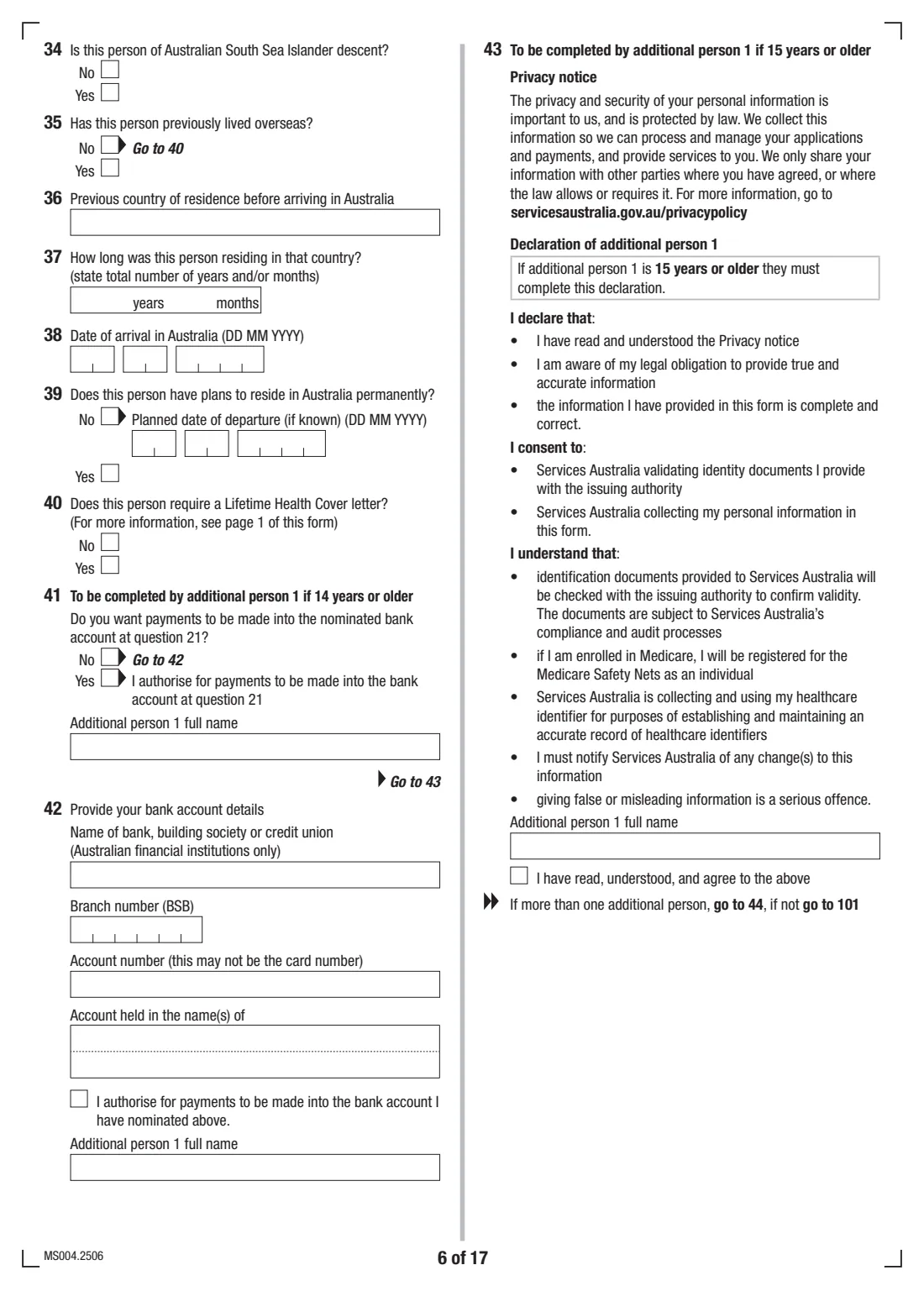 Medicare enrolment form (MS004) (2025) Medicare enrolment form — page 6 of 17