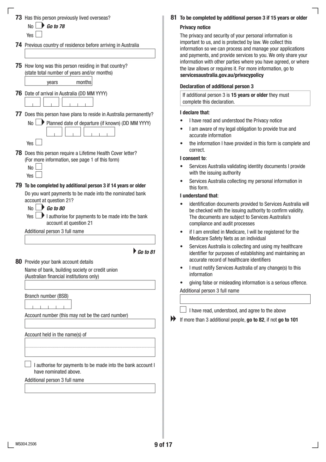 Medicare enrolment form (MS004) (2025) Medicare enrolment form — page 9 of 17