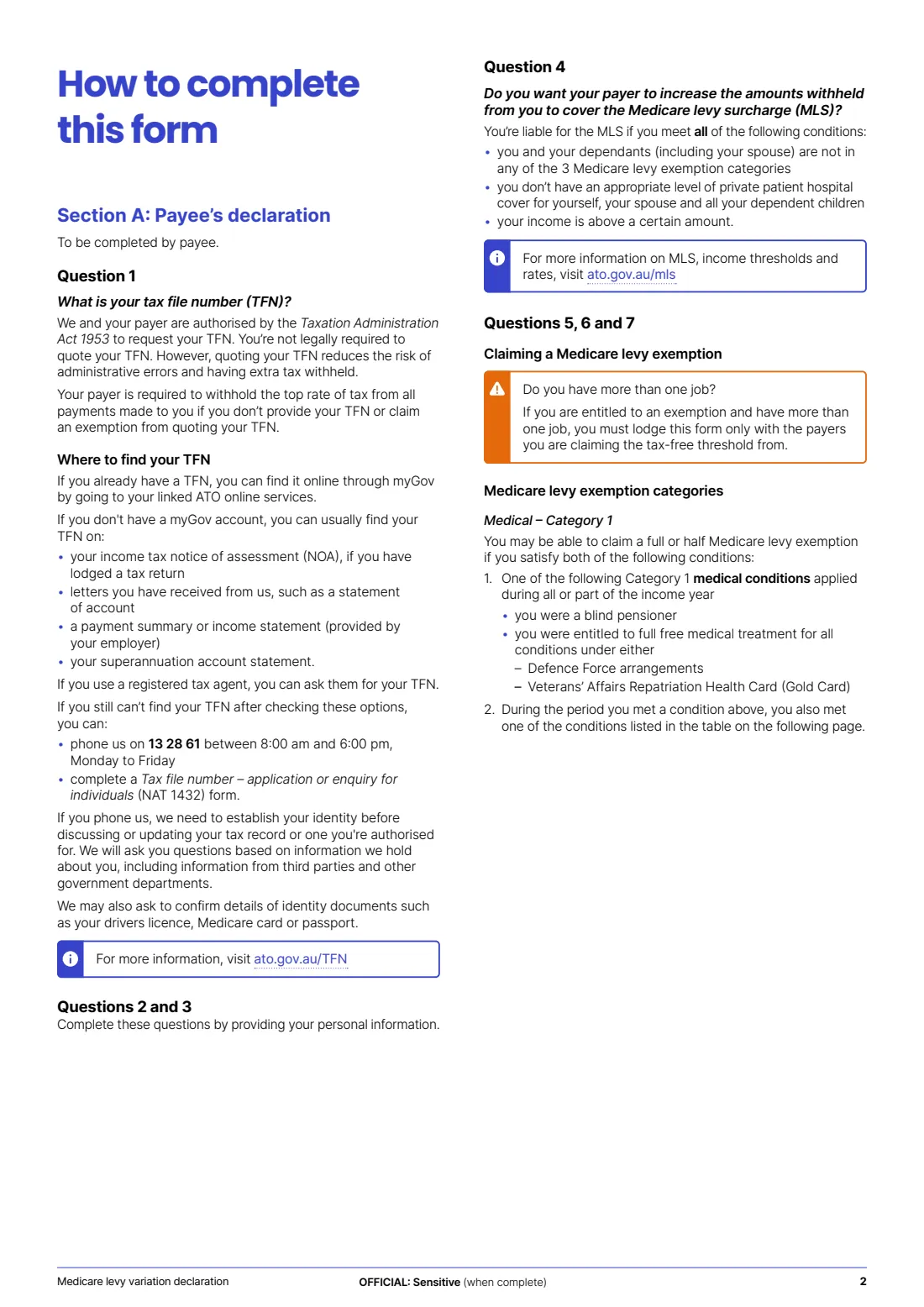 Medicare levy variation declaration (2025) Medicare levy variation declaration — page 2 of 6