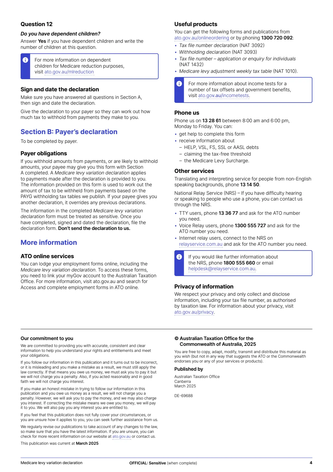 Medicare levy variation declaration (2025) Medicare levy variation declaration — page 4 of 6