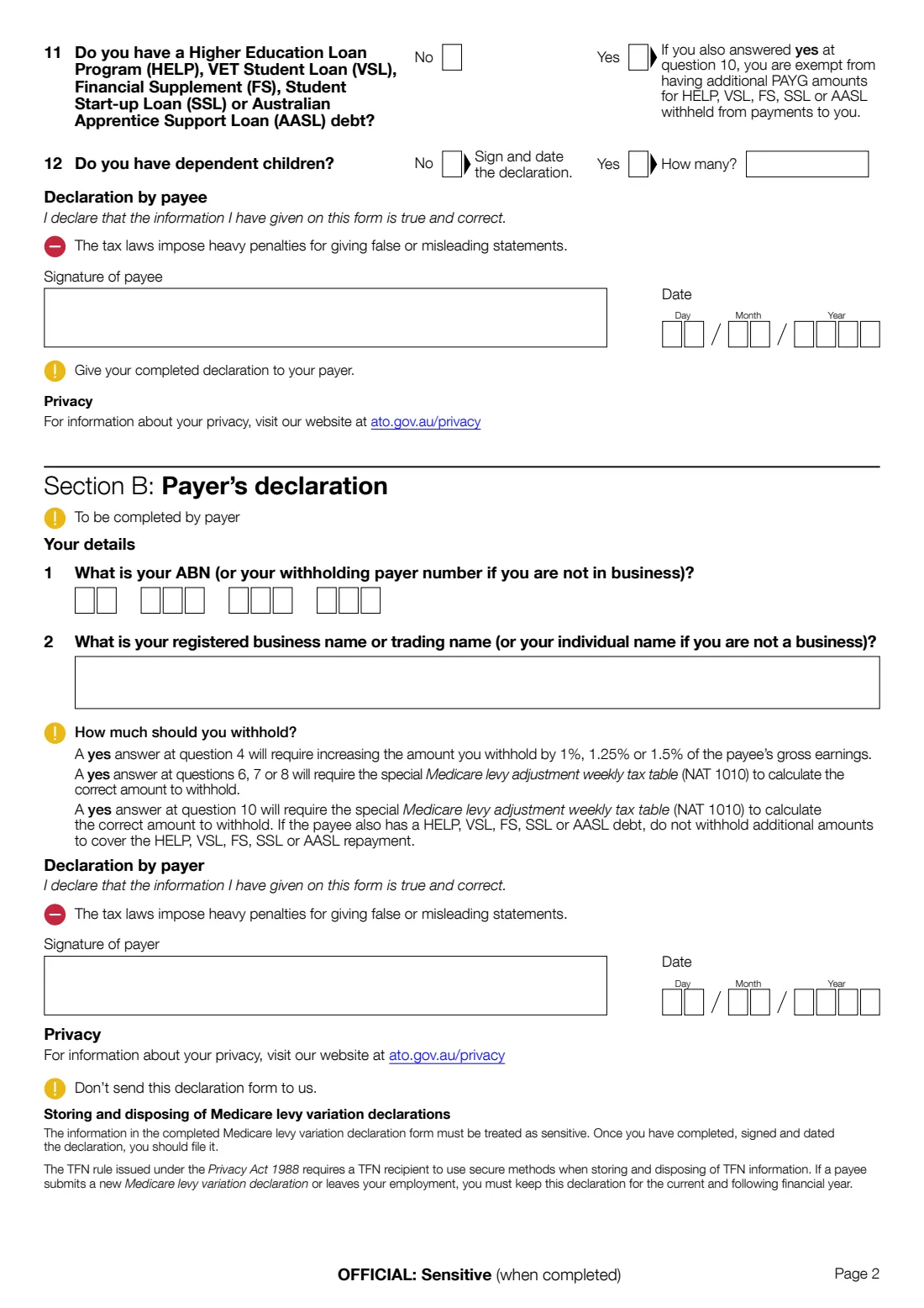 Medicare levy variation declaration (2025) Medicare levy variation declaration — page 6 of 6