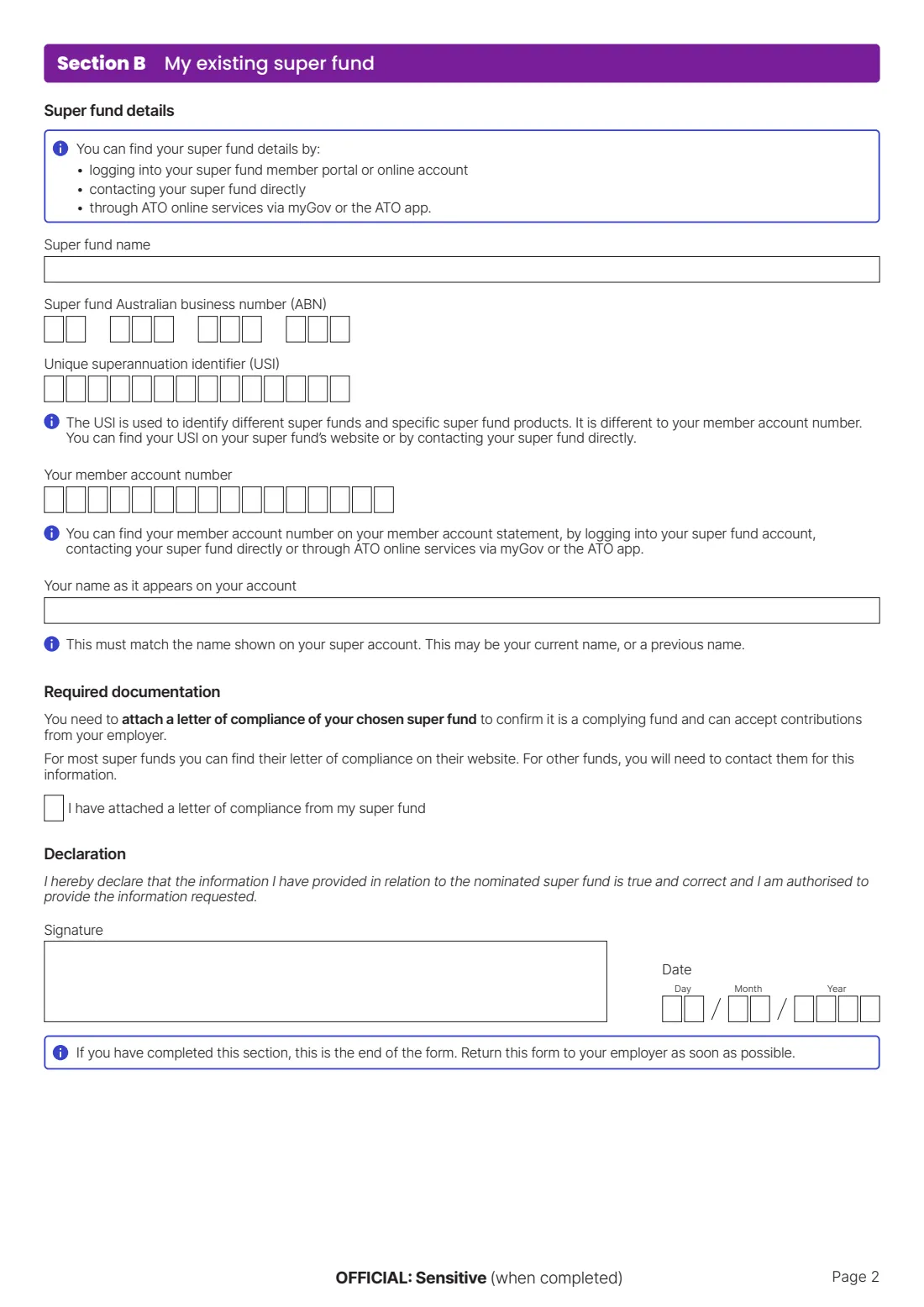 Super standard choice form (2023) Superannuation (super) standard choice form — page 2 of 5