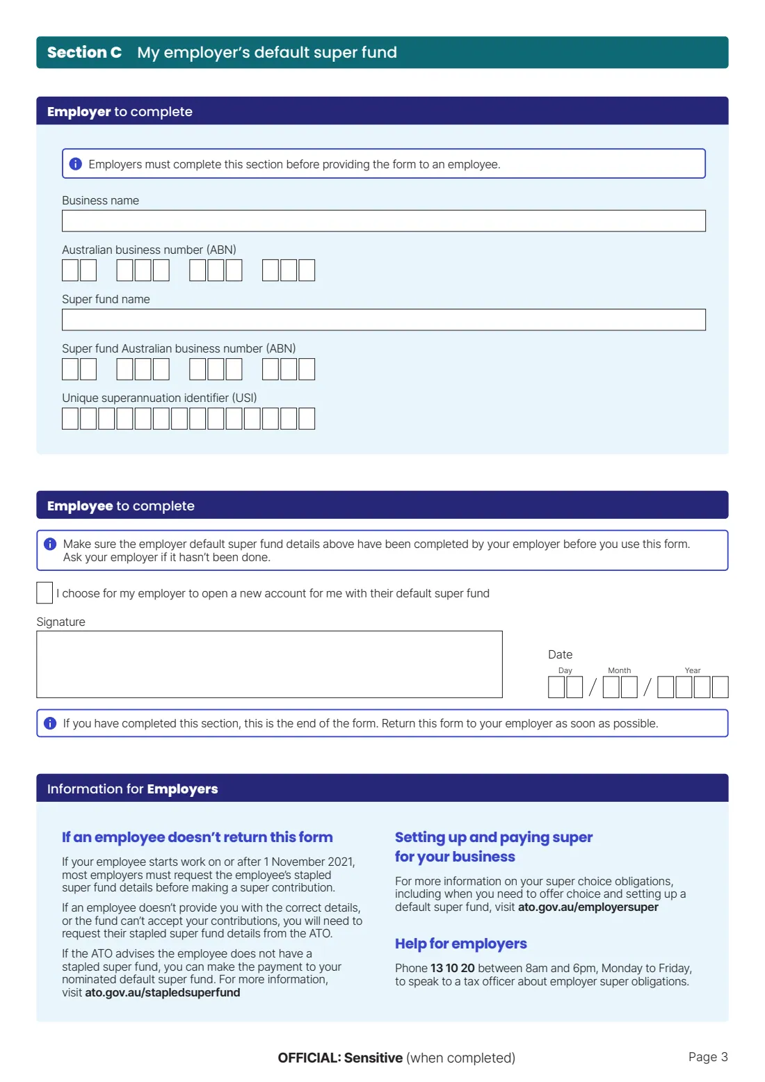 Super standard choice form (2023) Superannuation (super) standard choice form — page 3 of 5