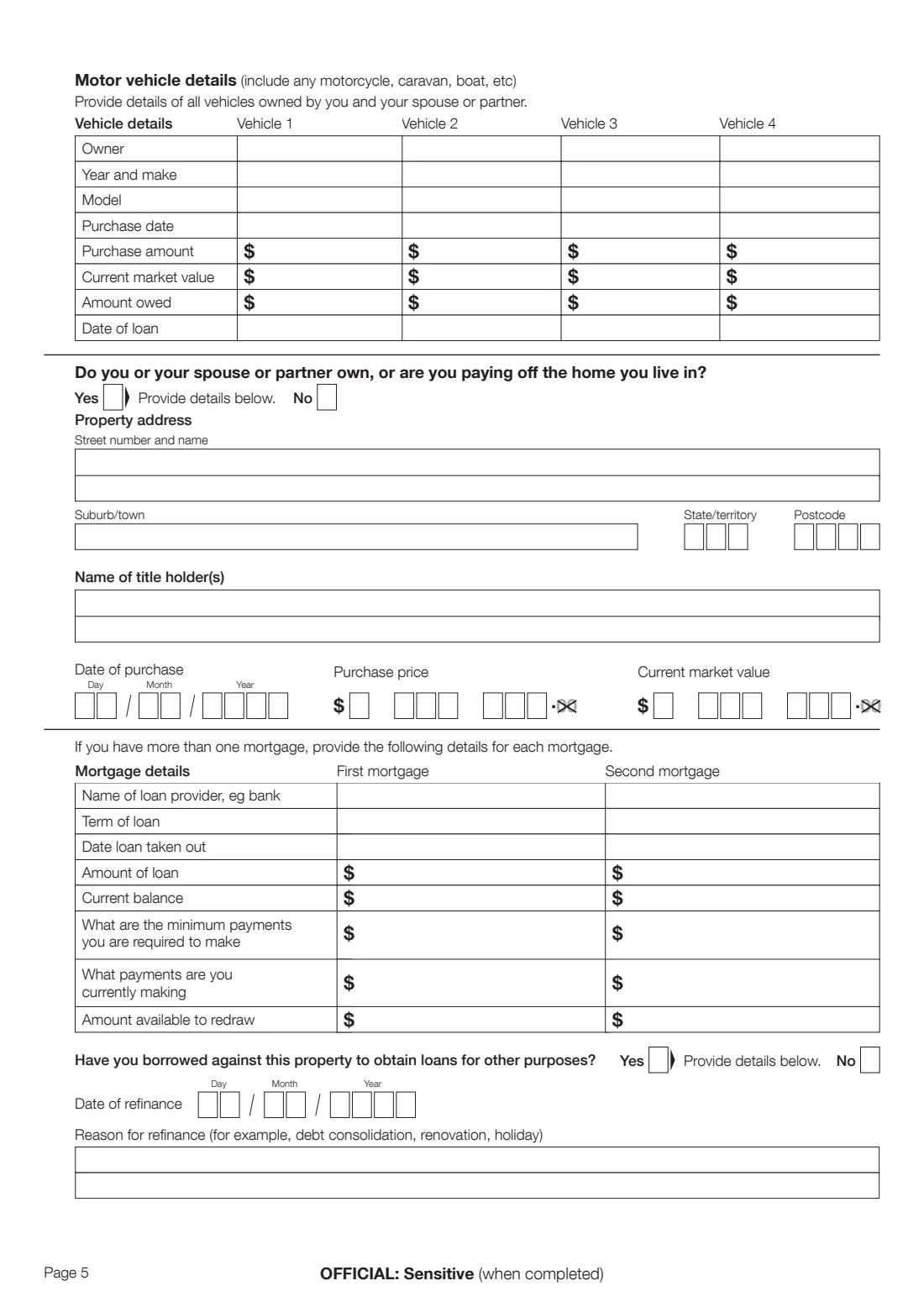 Application for release from tax debt (NAT 15080) (2022) Application for release — page 5 of 6