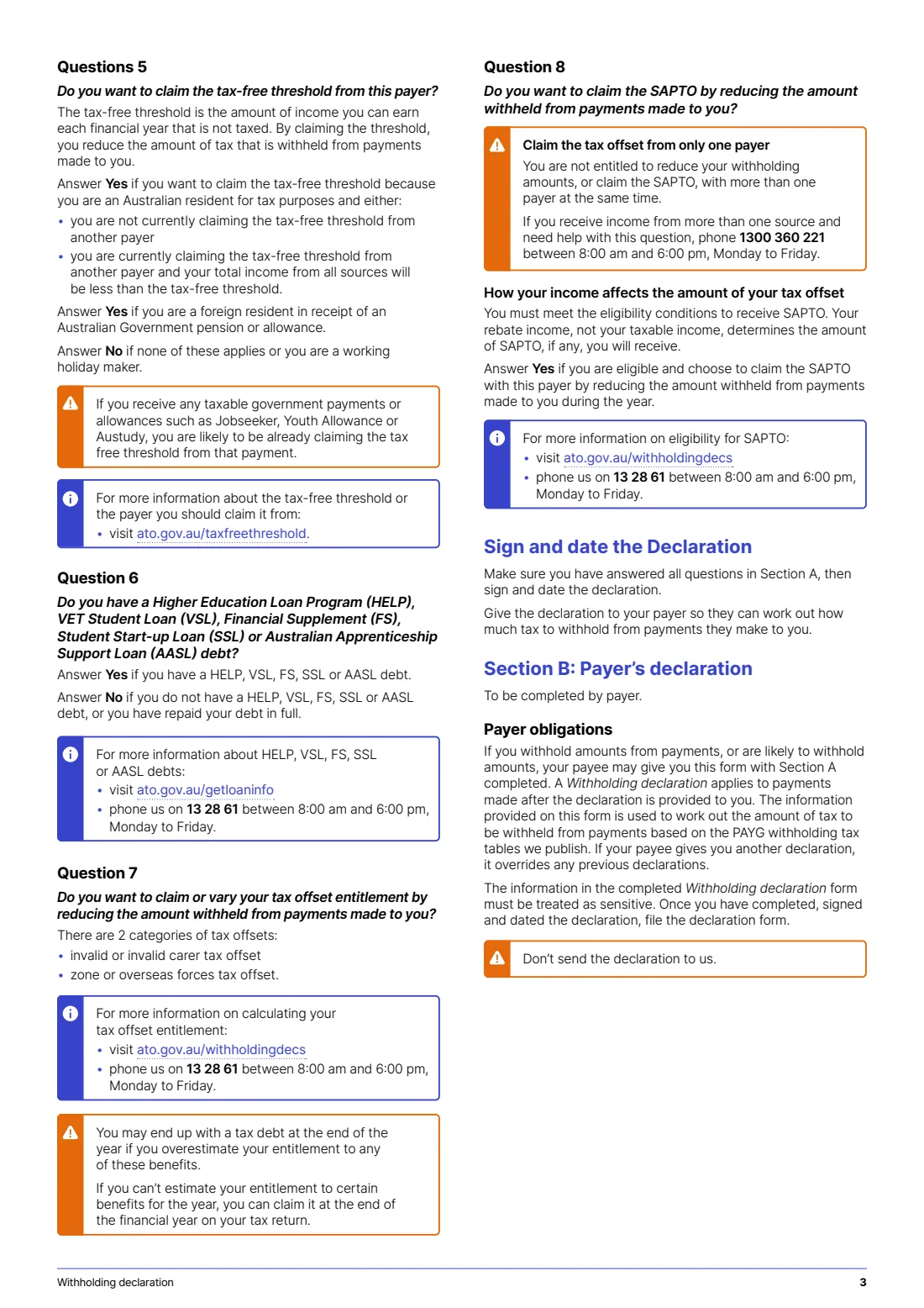 Withholding declaration (2025) Withholding declaration — page 3 of 7